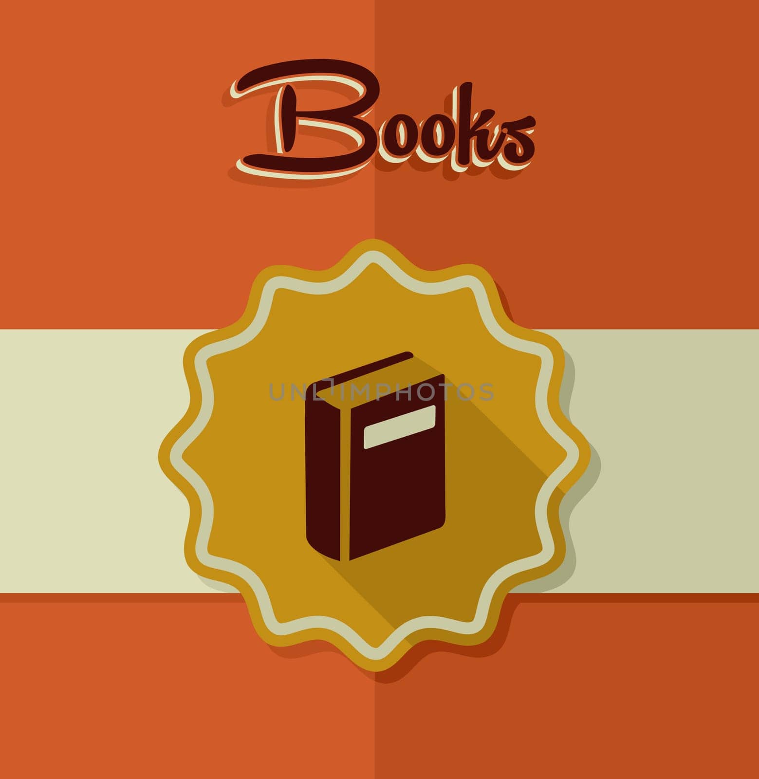 Retro books icon gold label illustration. Vector file layered for easy manipulation and custom coloring.