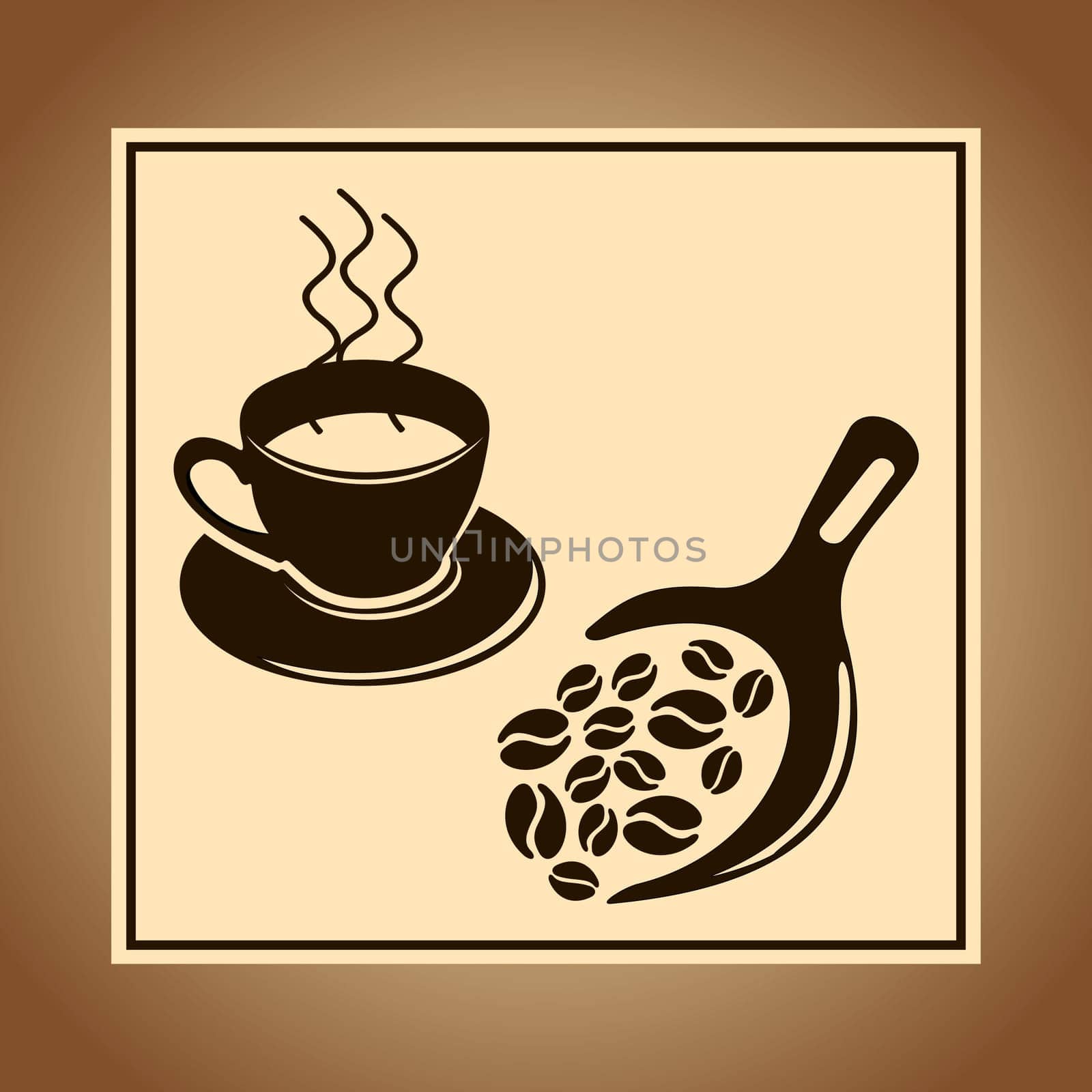 Cute vintage coffee mug beans illustration. Vector file layered for easy manipulation and custom coloring.