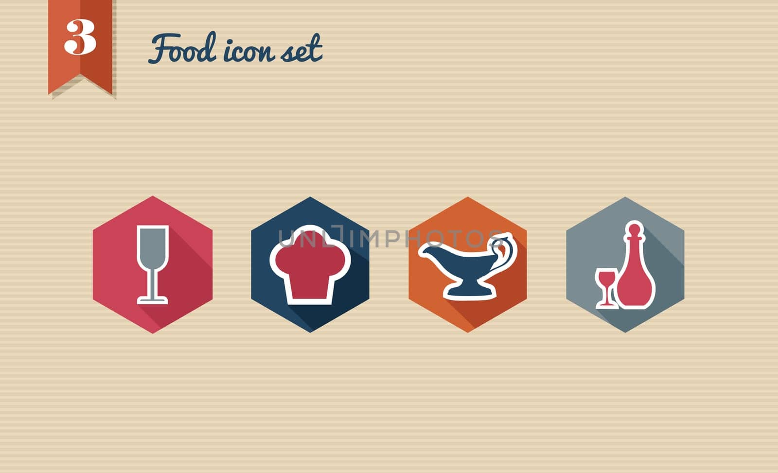 Restaurant food flat icon set, online menu reservation order web app. Vector file layered for easy editing.