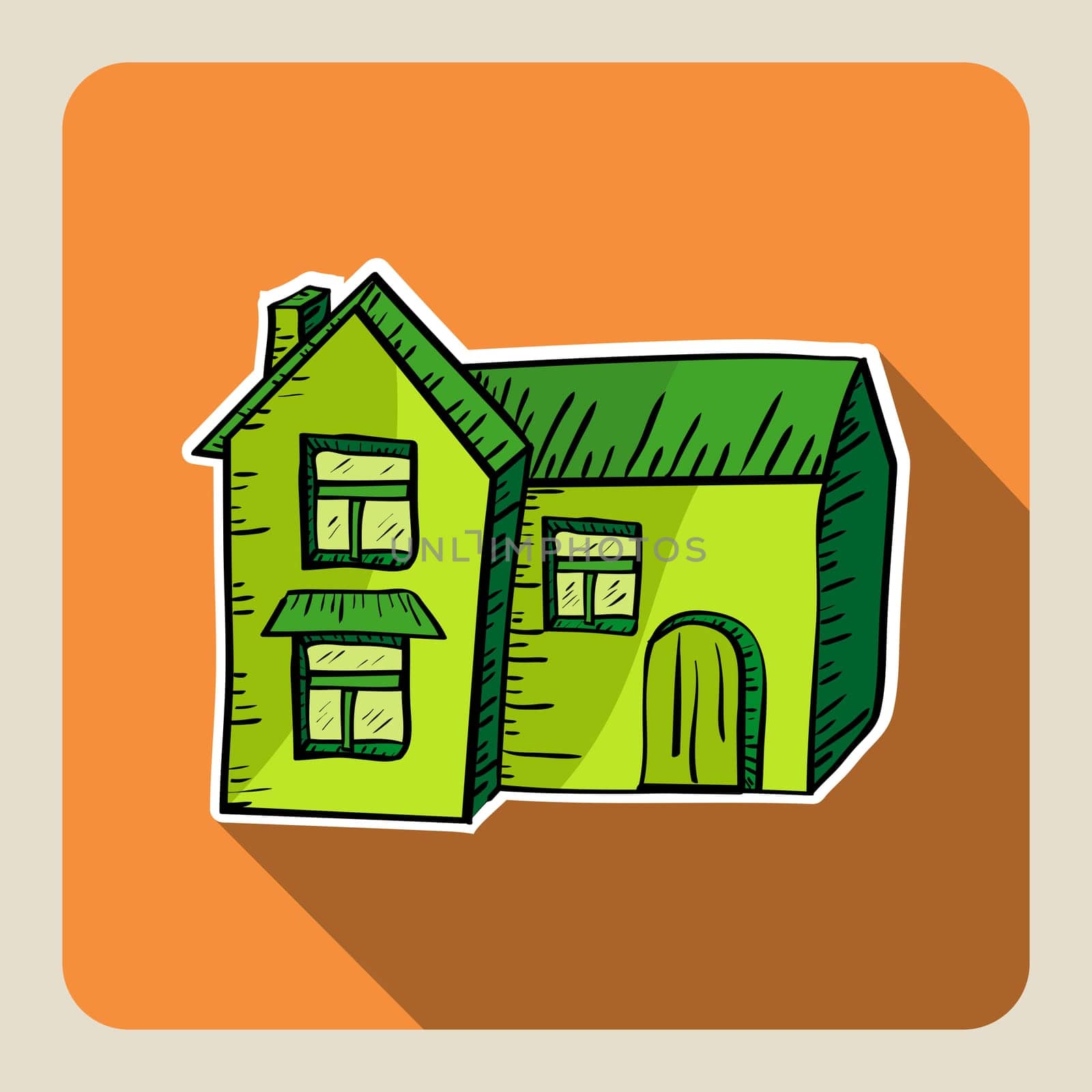 Hand drawn green house illustration. Vector file layered for easy editing