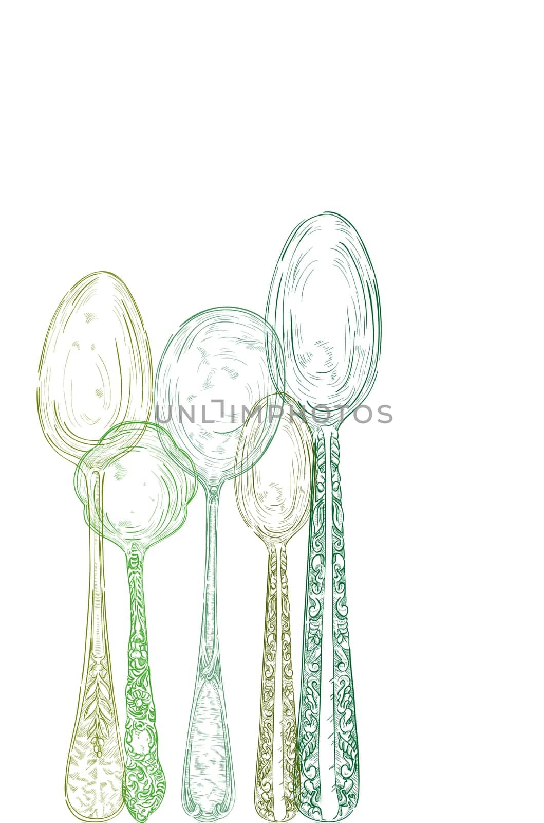 Retro transparent silverware sketch style icons illustration. Vector file layered for easy manipulation and custom coloring..