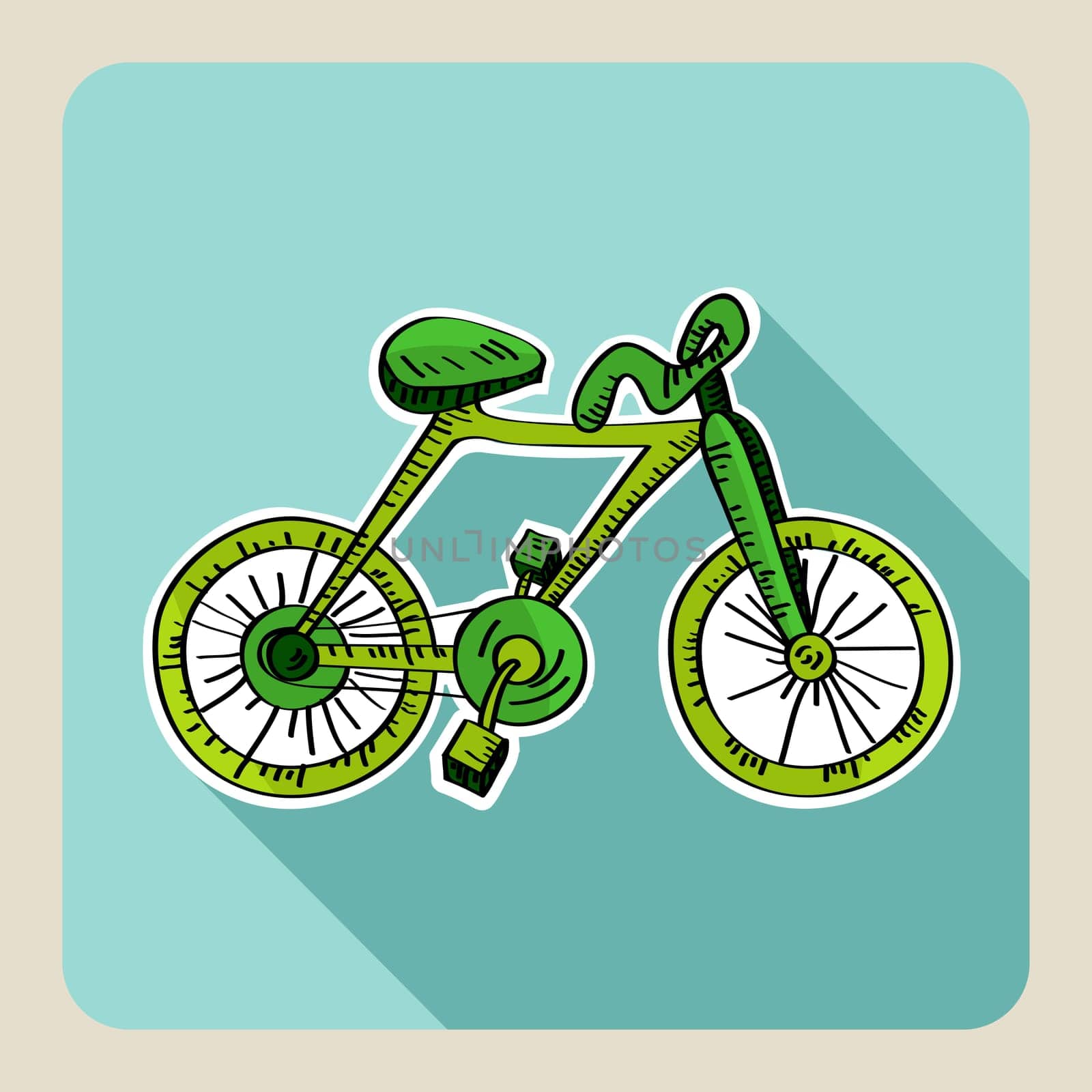 Sketch style green bicycle illustration. Vector file layered for easy editing.