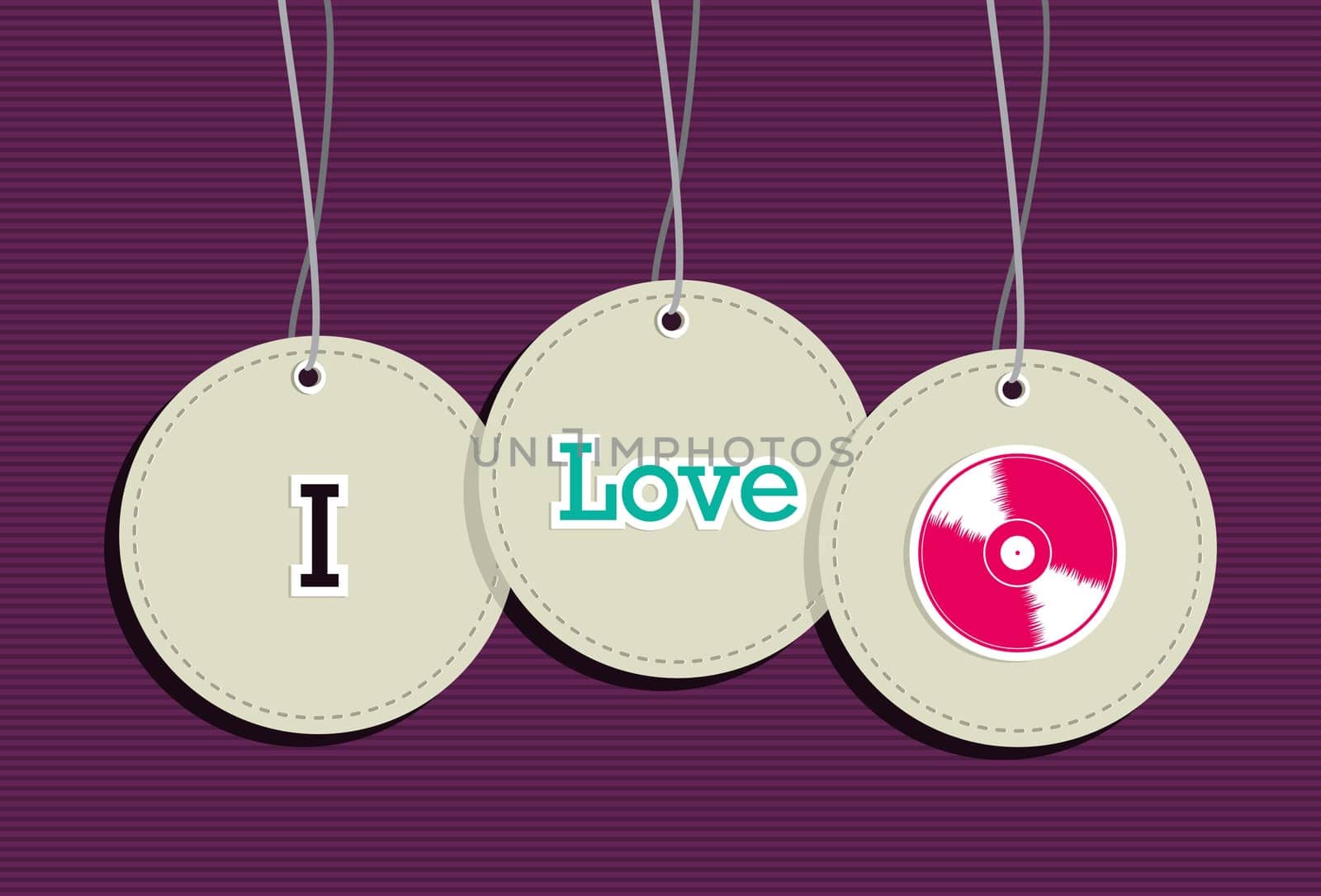 I love dj music hang tags illustration set. Vector file layered for easy manipulation and custom coloring.