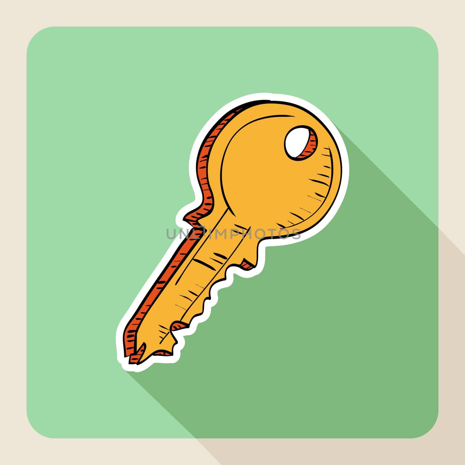 Hand drawn real estate flat icon house key. Vector file layered for easy editing.