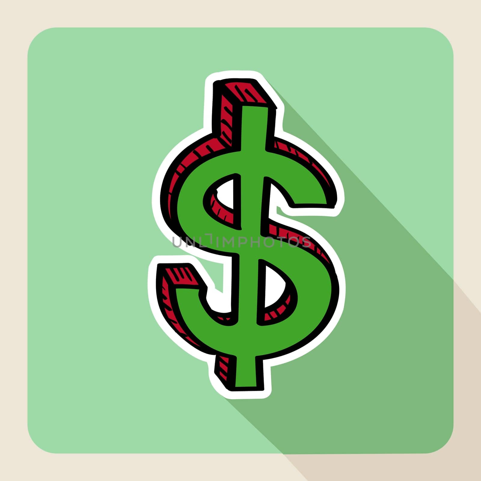 Money sign, hand drawn real estate flat icon. Vector file layered for easy editing.