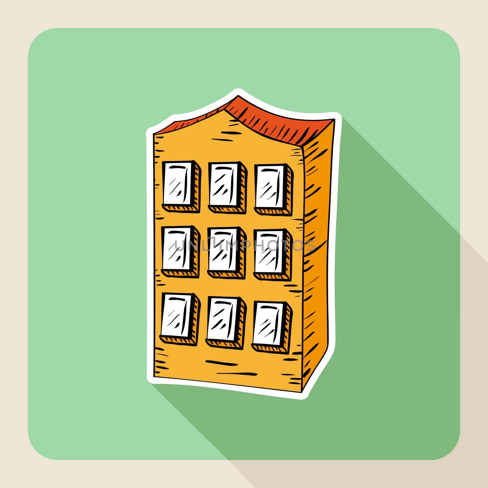 Sketch style realtor business residence building flat icon. Vector file layered for easy editing.