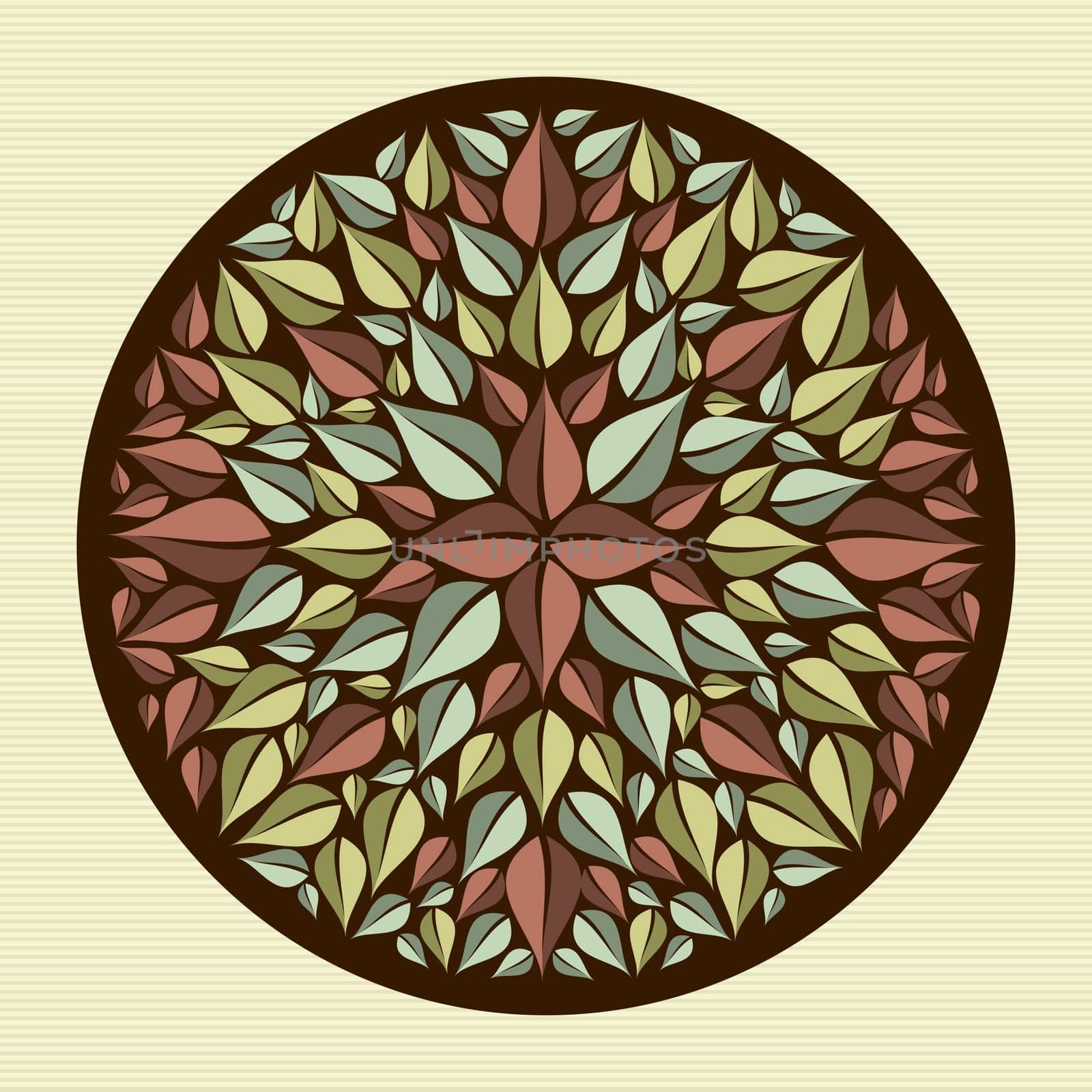 Circle flower leaf mandala illustration. Vector file layered for easy manipulation and custom coloring.