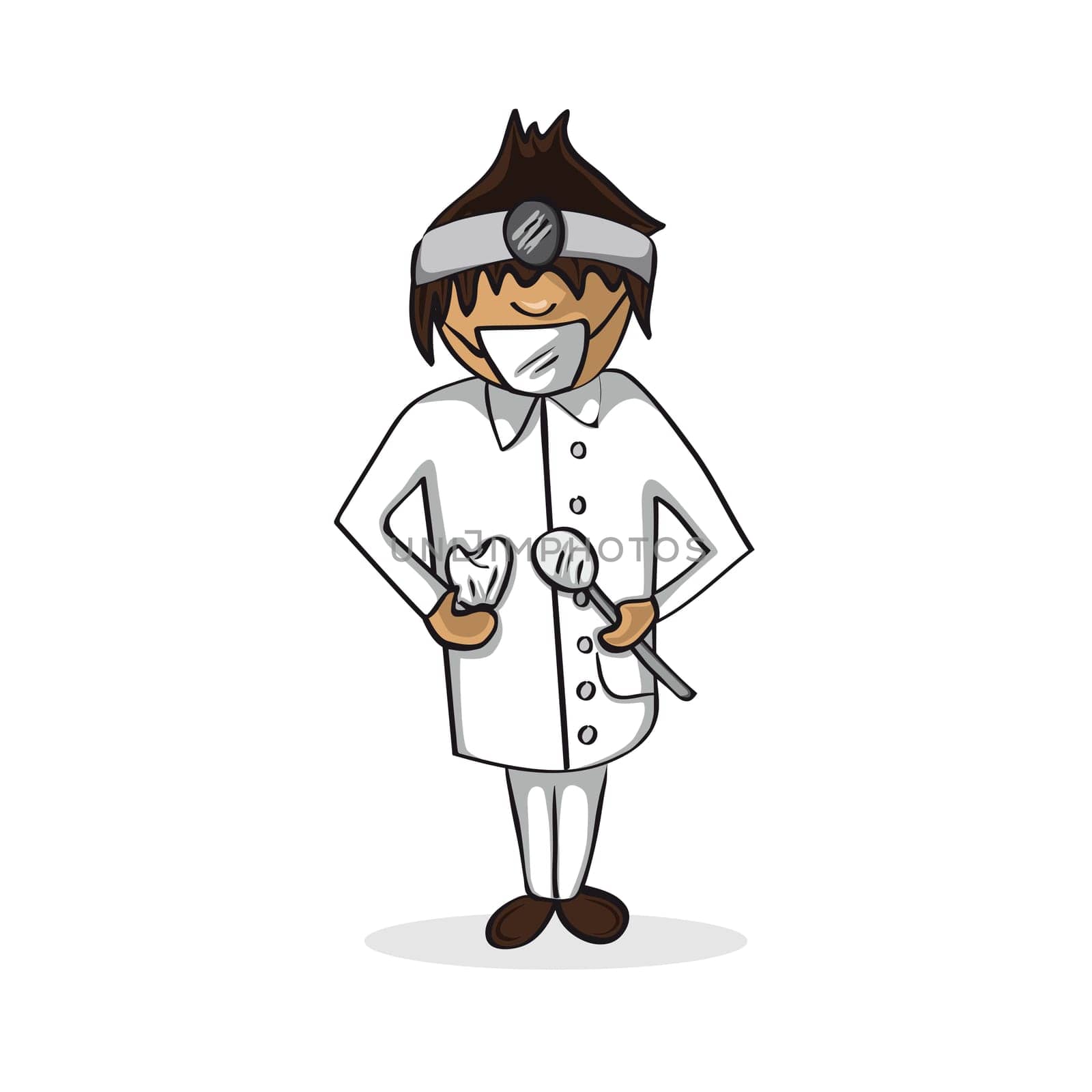 Professional career dentist man work success illustration. Vector file layered for easy personalization.