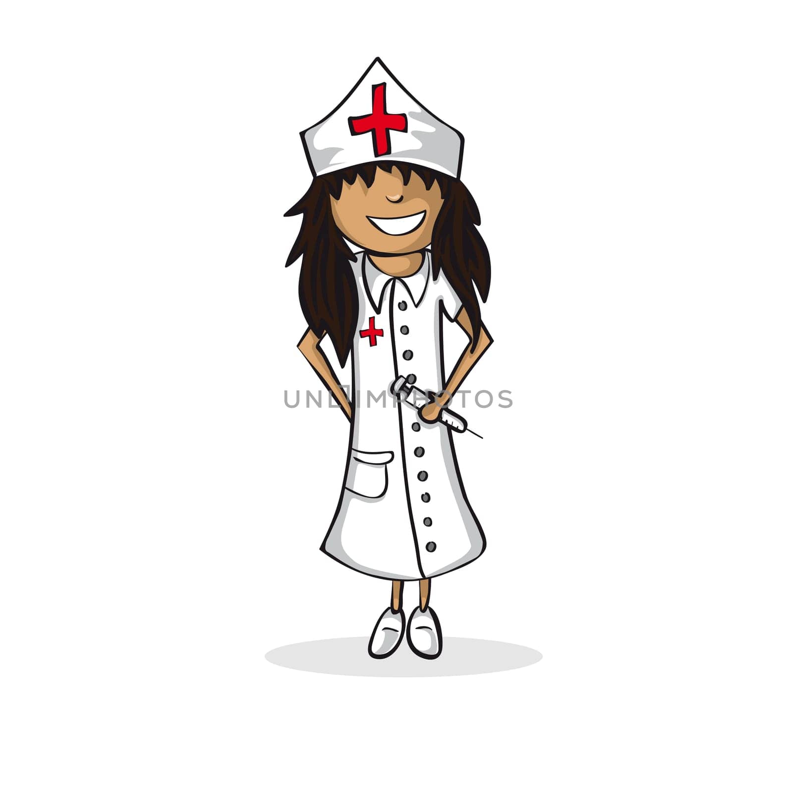 Professional career nurse woman work success illustration. Vector file layered for easy personalization.