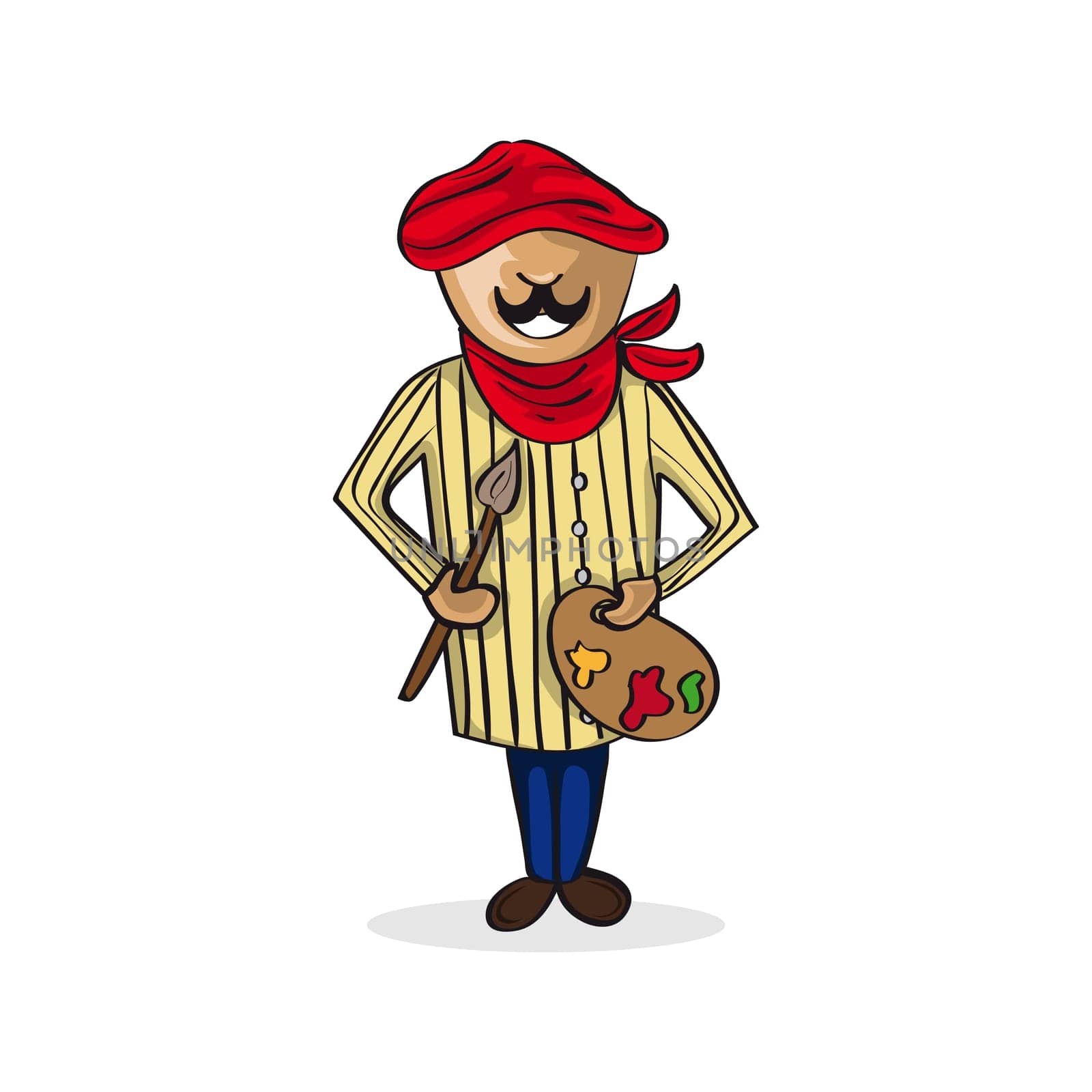Professional career painter artist man work success illustration. Vector file layered for easy personalization.
