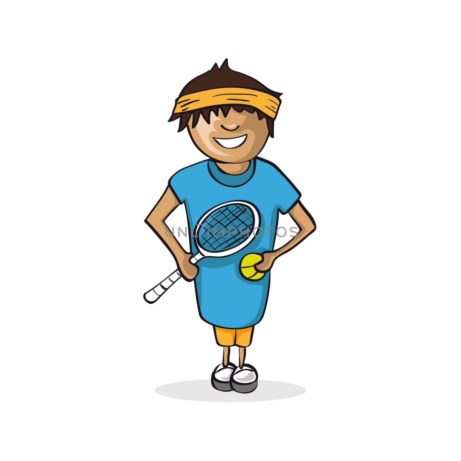 Profession career, tennis player man, work success illustration. Vector file layered for easy personalization...