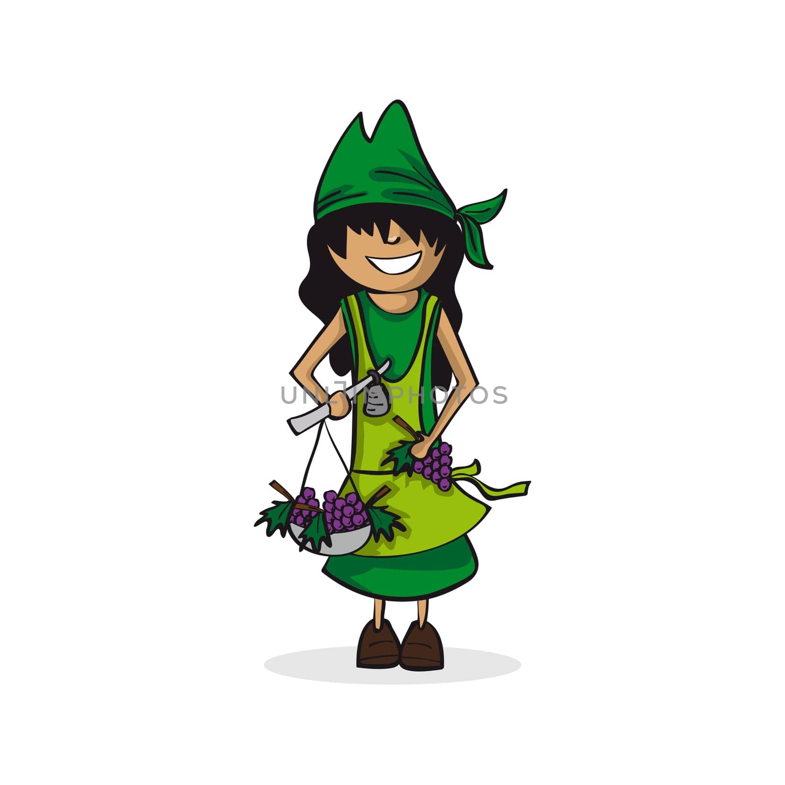 Profession career, farmer peasant woman, work success illustration. Vector file layered for easy personalization.