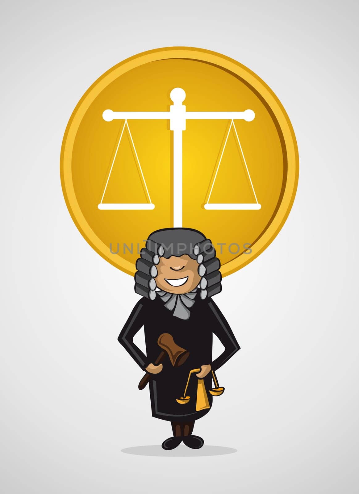 Service judge man cartoon law Justice scale icon. Vector file layered for easy personalization.