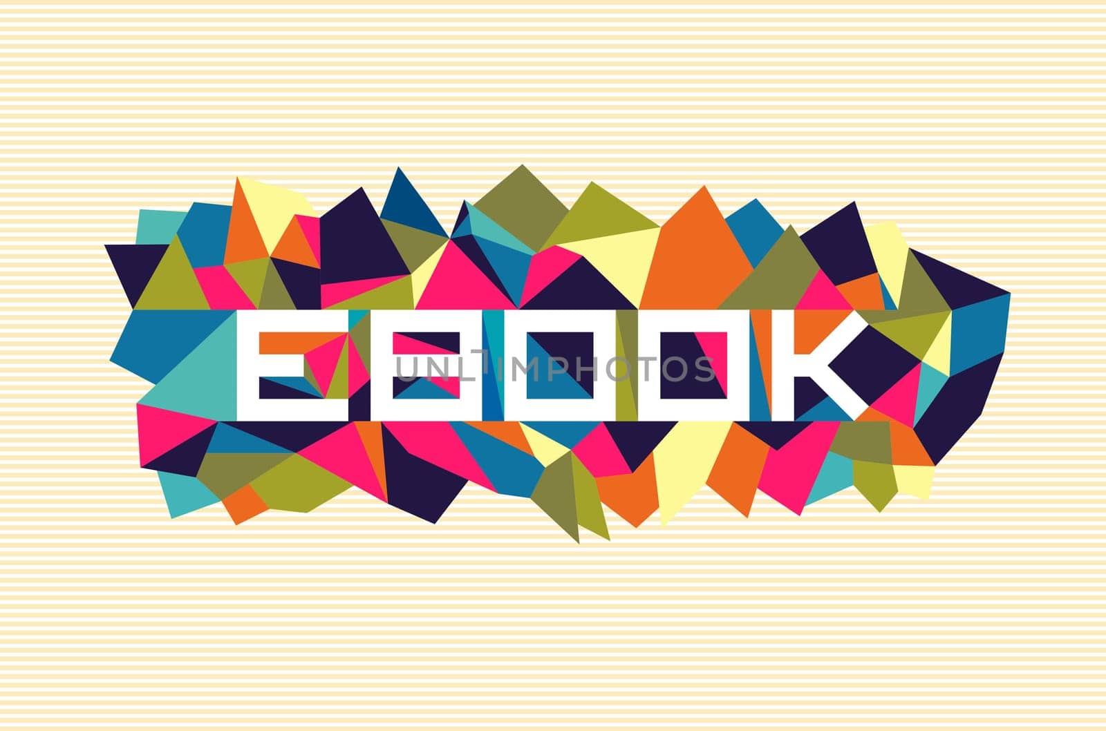 Unusual e book flat text over vintage triangle composition background. Vector file layered for easy manipulation and custom coloring.