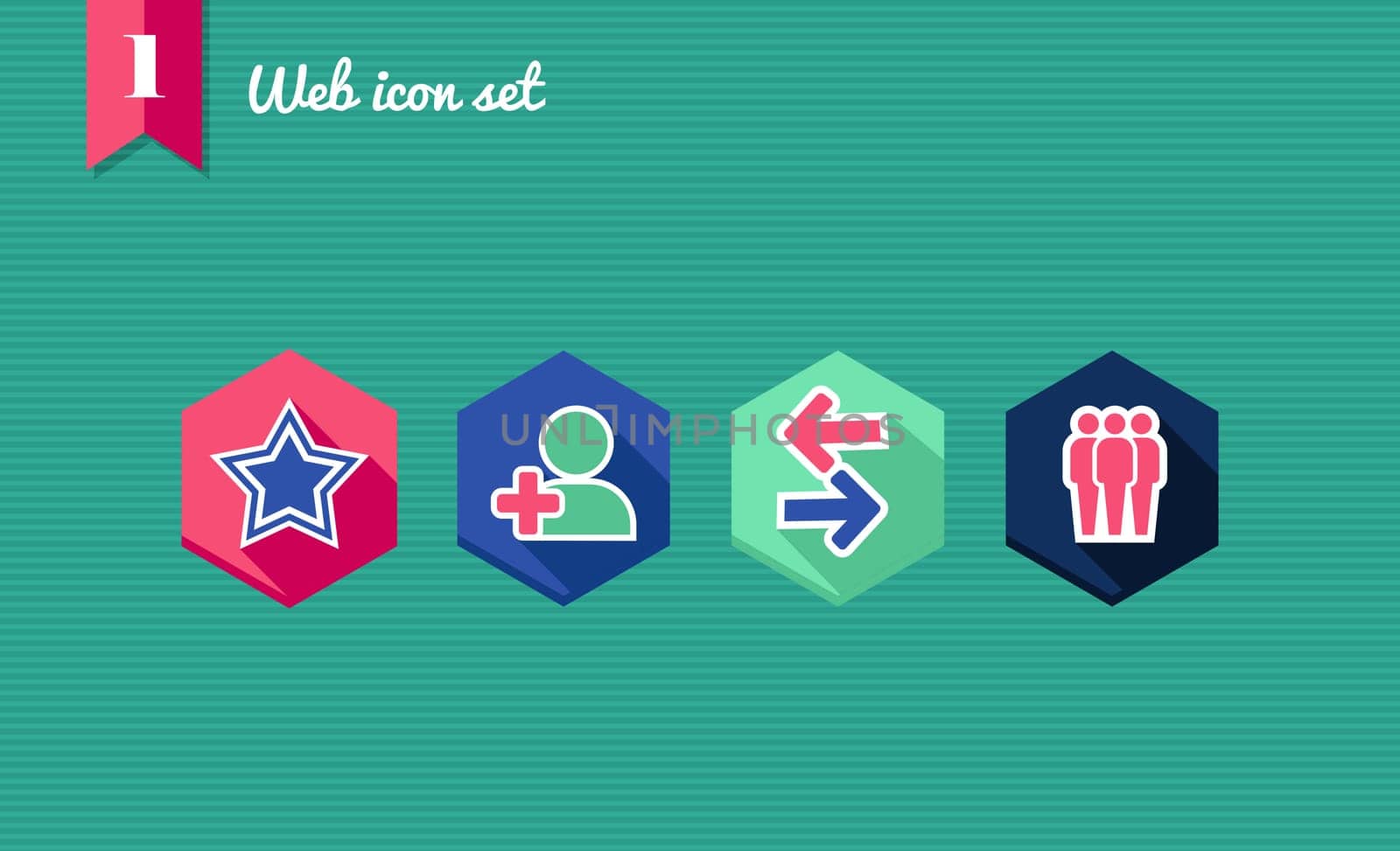 Web applications flat icon set, social network elements. Vector file layered for easy editing.