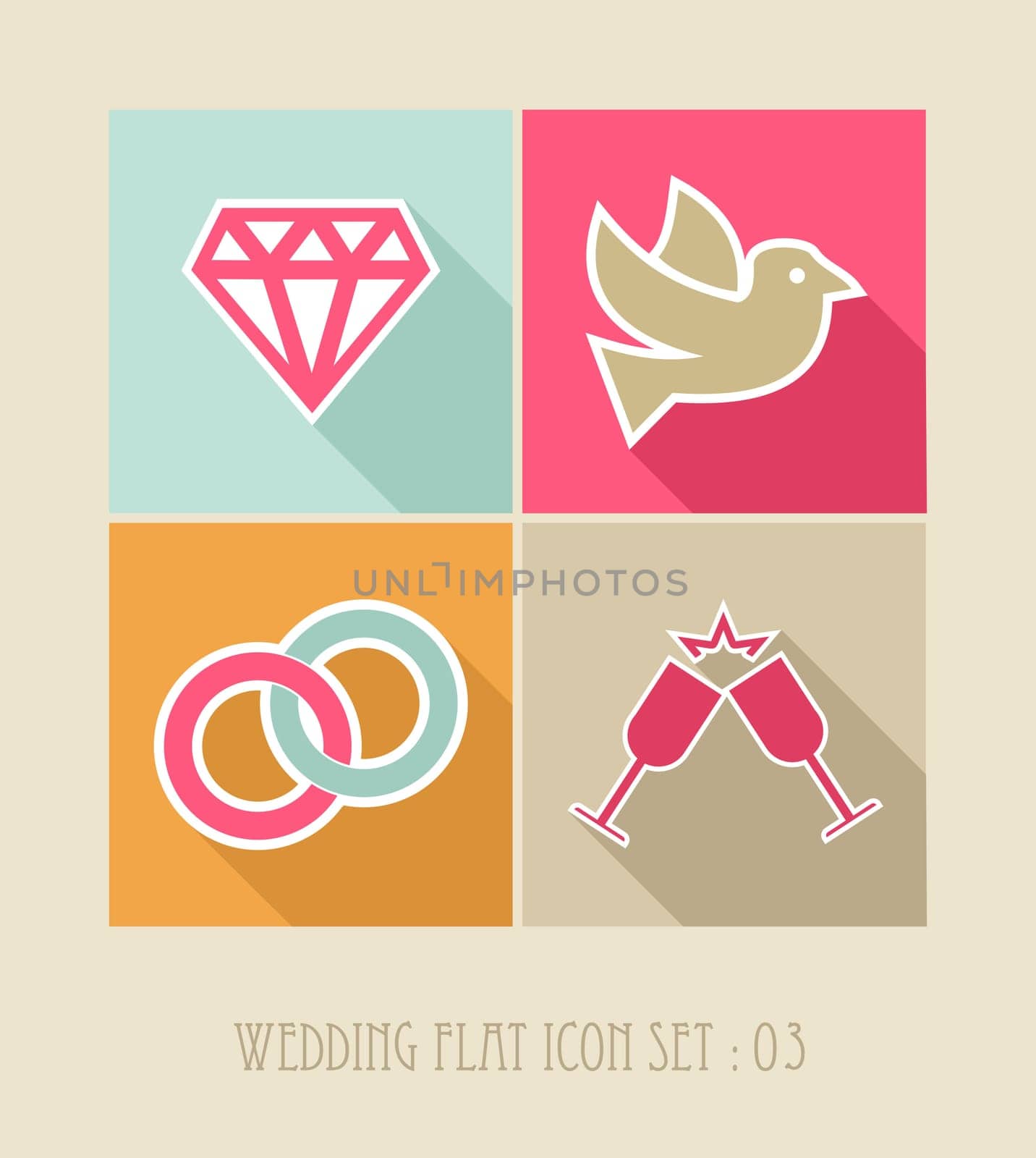 Wedding flat icon set, web apps