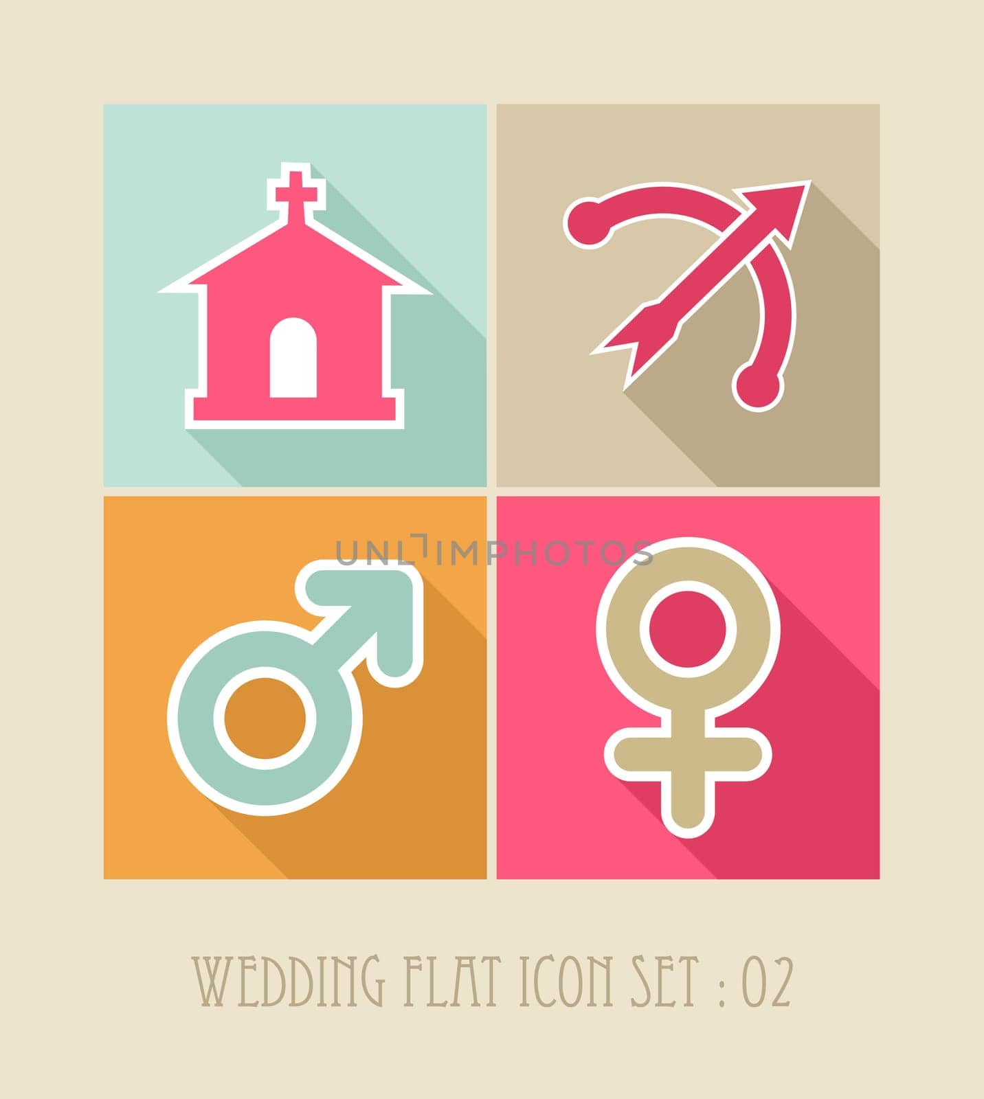 Wedding flat icon set, internet apps