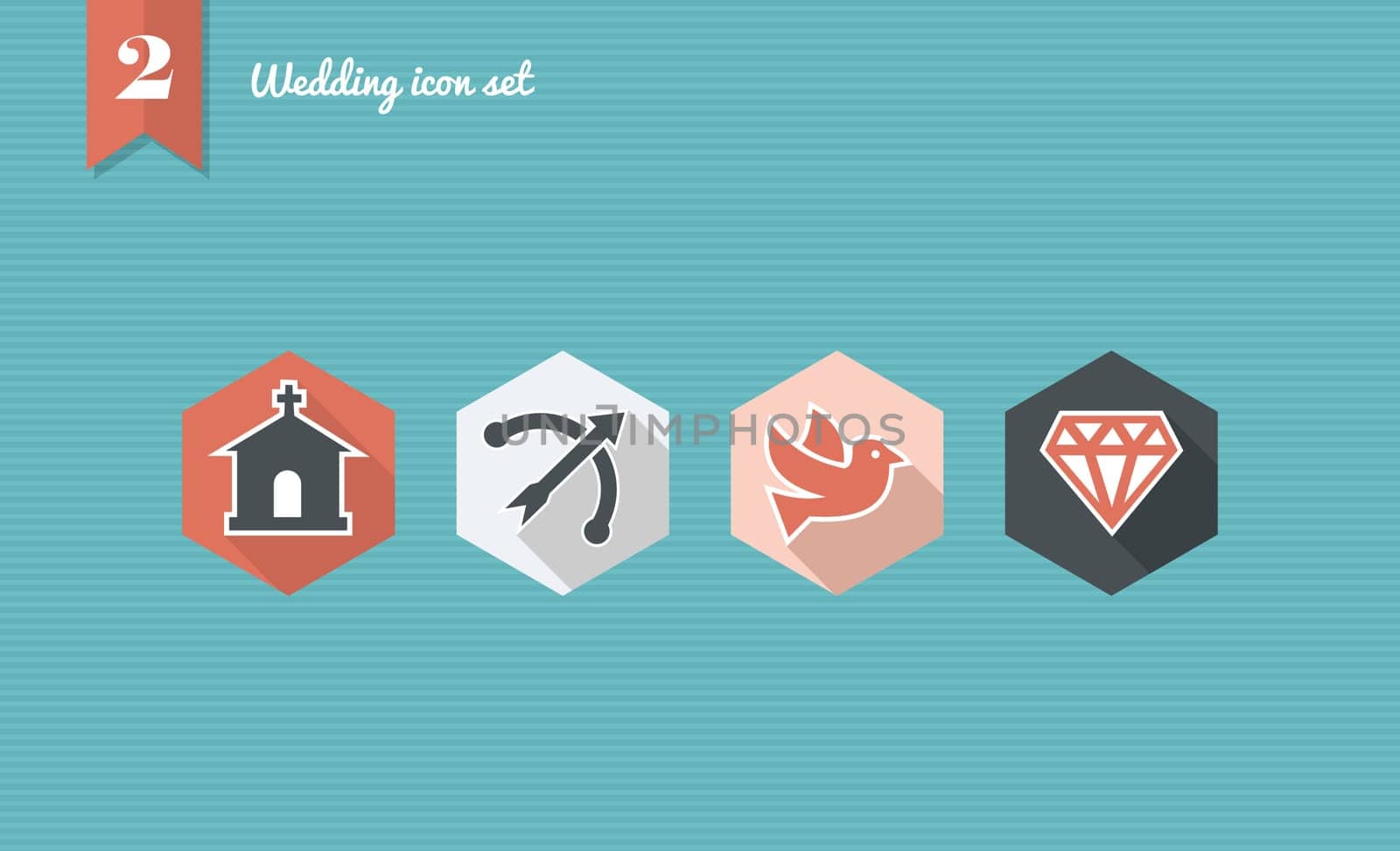 Wedding flat icon set, web app celebration planning ceremony reservation. Vector file layered for easy editing.