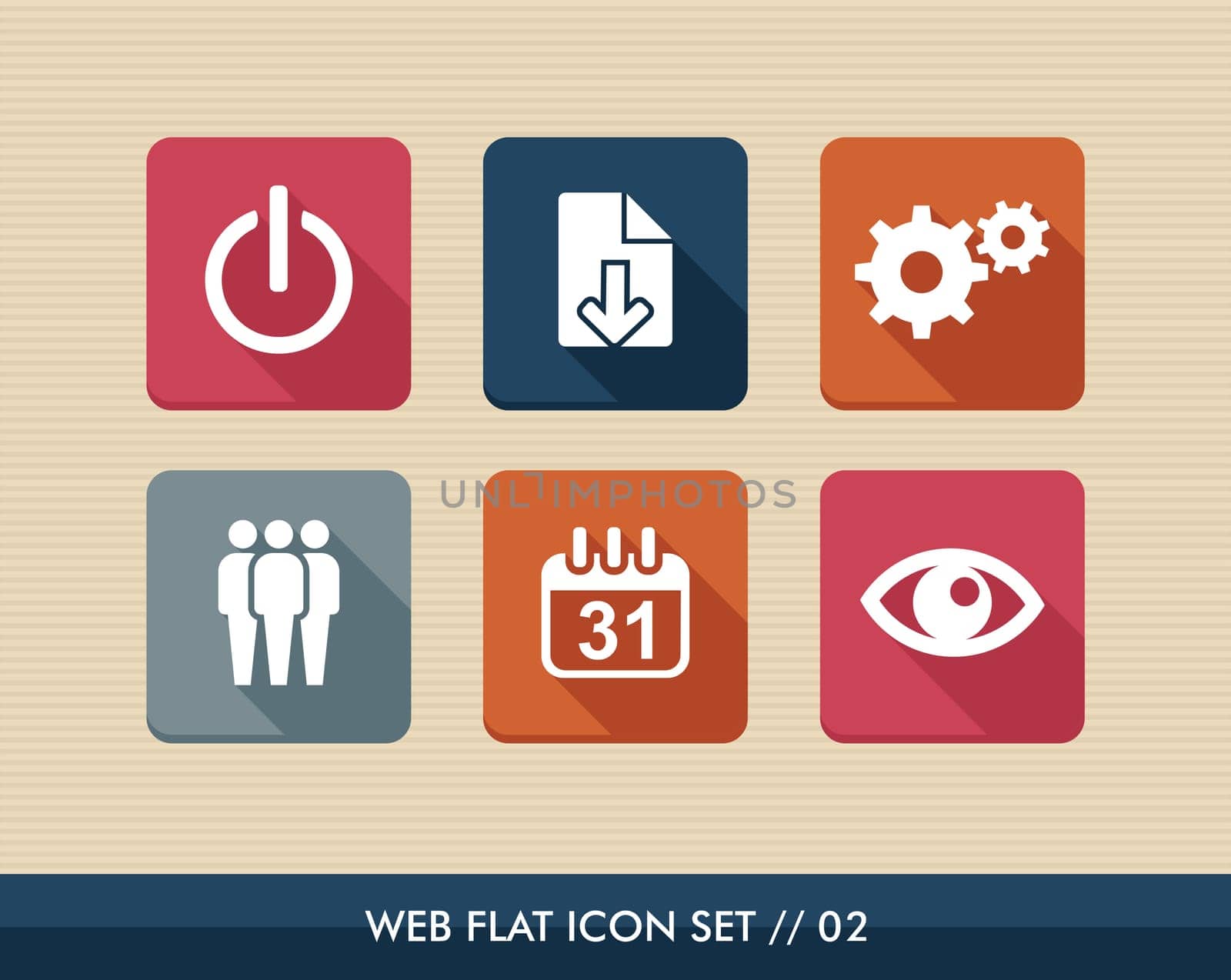 Web applications flat icon set, social media organization elements. Vector file layered for easy editing.