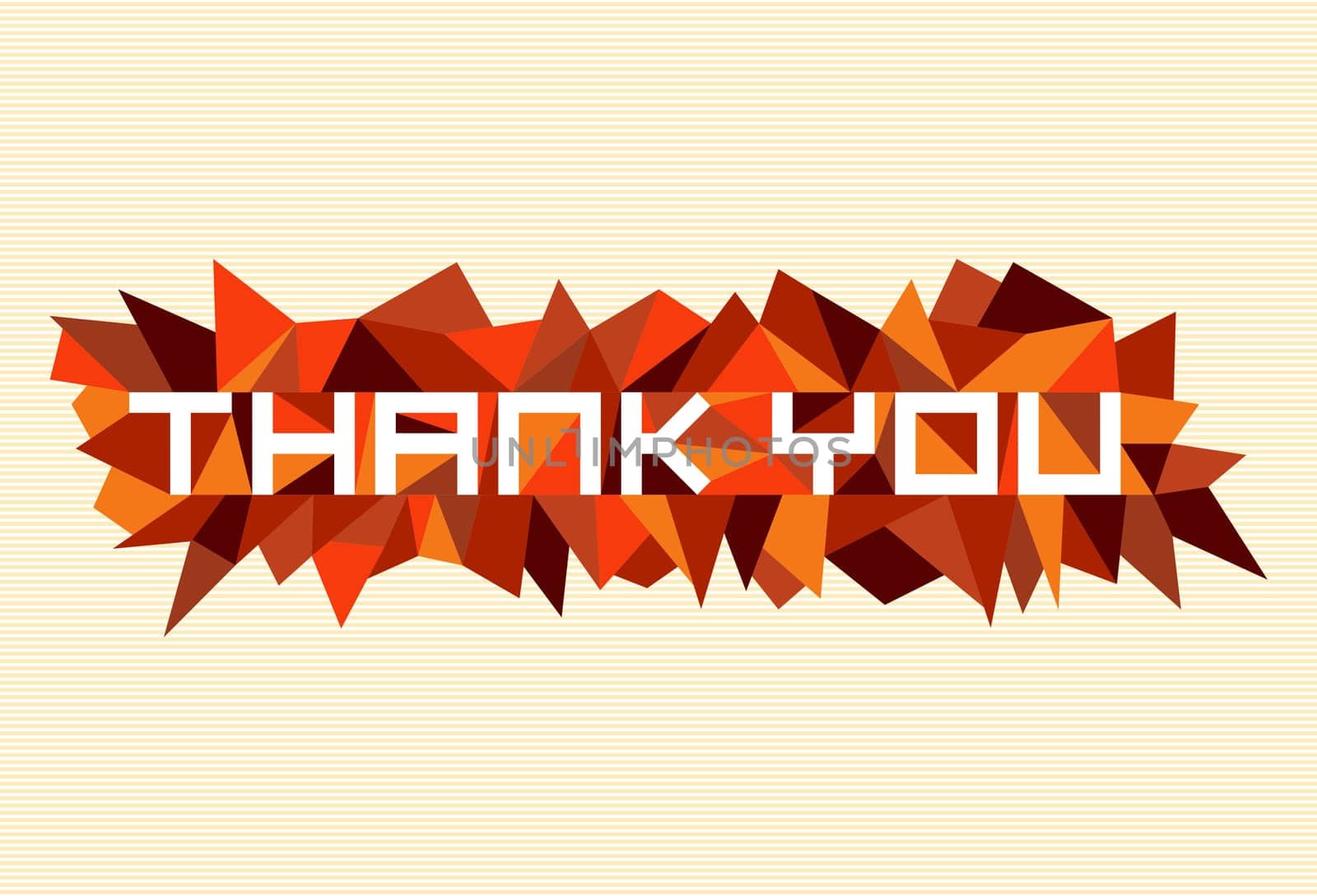 Unusual thank you flat text over vintage triangle composition background. Vector file layered for easy manipulation and custom coloring.