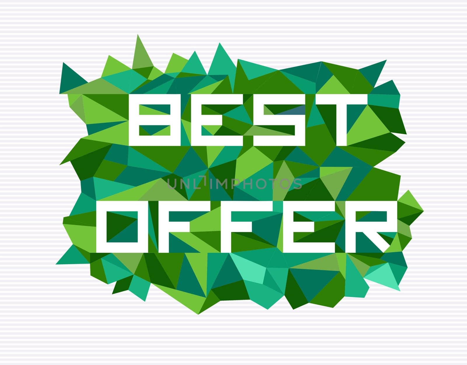 Trendy best offer flat text over retro triangle composition background. Vector file layered for easy manipulation and custom coloring.