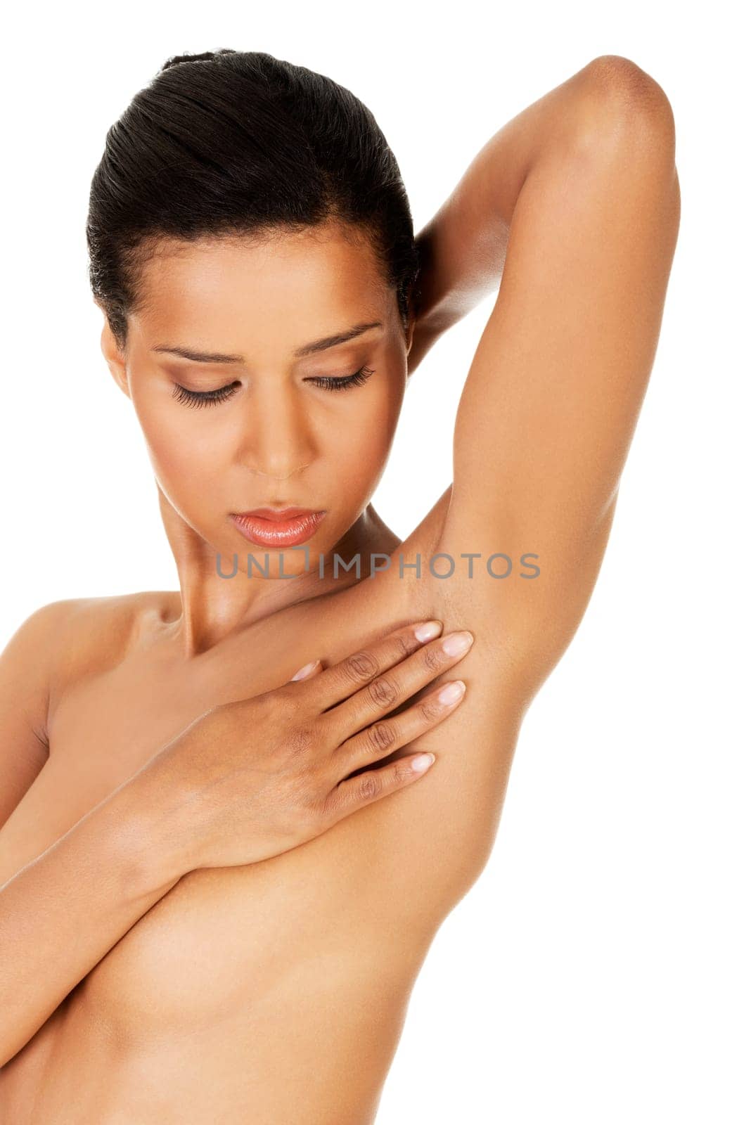Woman's armpit, isolated on white