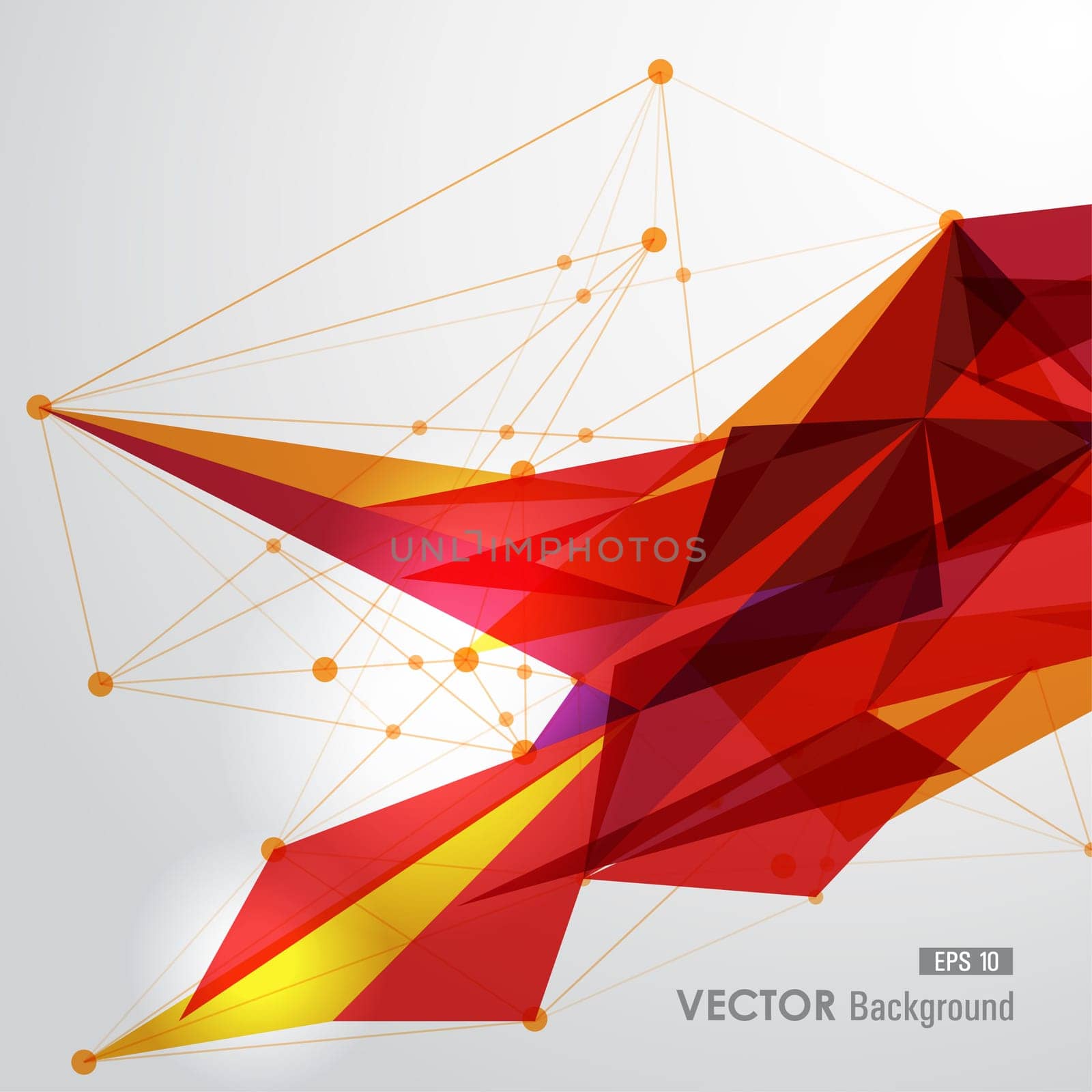 Modern red and yellow network transparent triangles abstract background illustration. EPS10 vector with transparency organized in layers for easy editing.