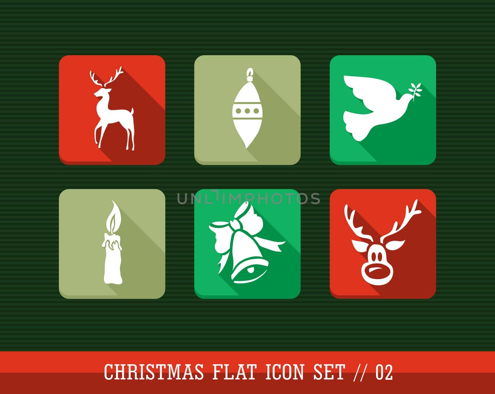 Colorful Merry Christmas internet applications flat icon set. Vector file layered for easy personalization.