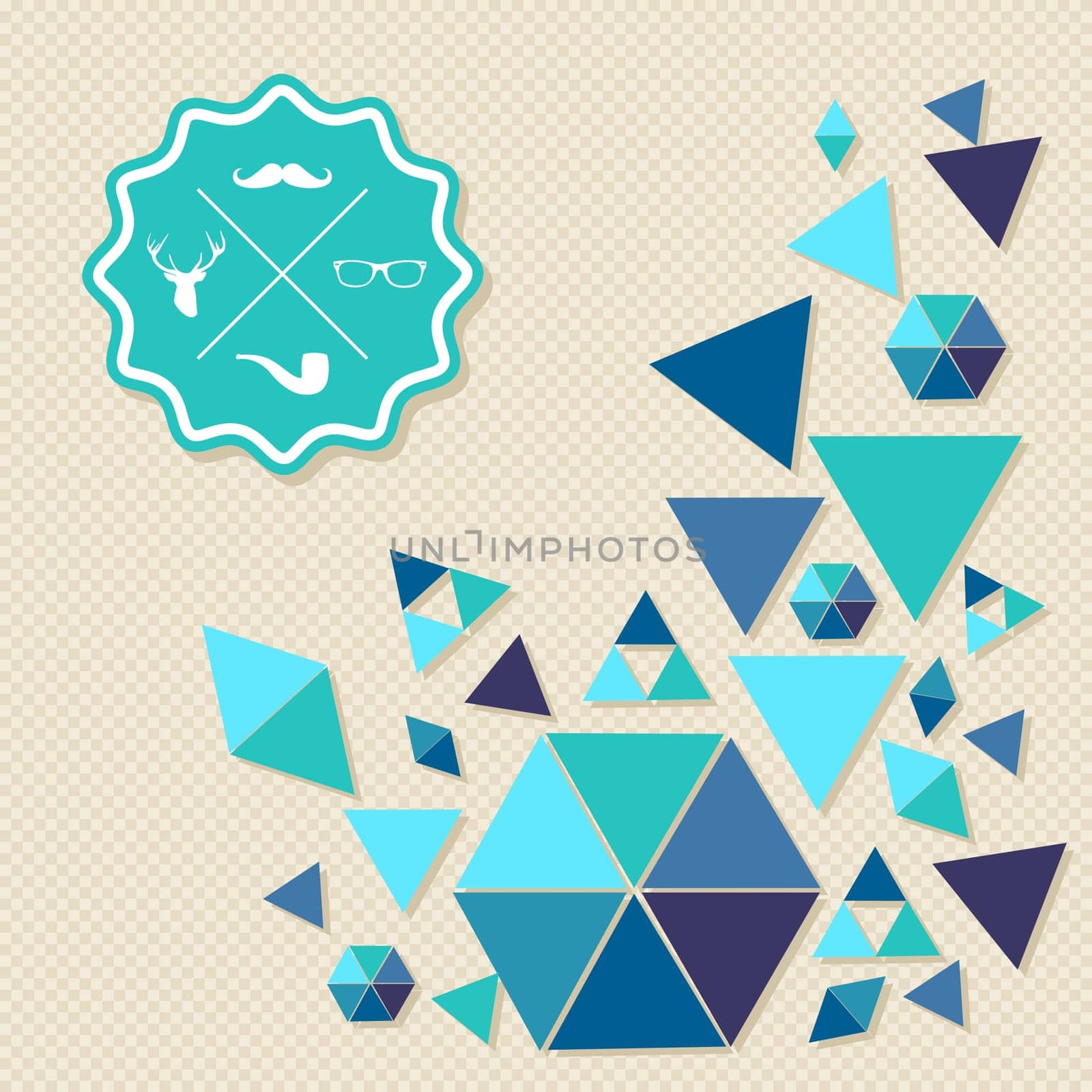 Trendy retro Hipster badge icons triangle composition background. Vector file layered for easy editing.