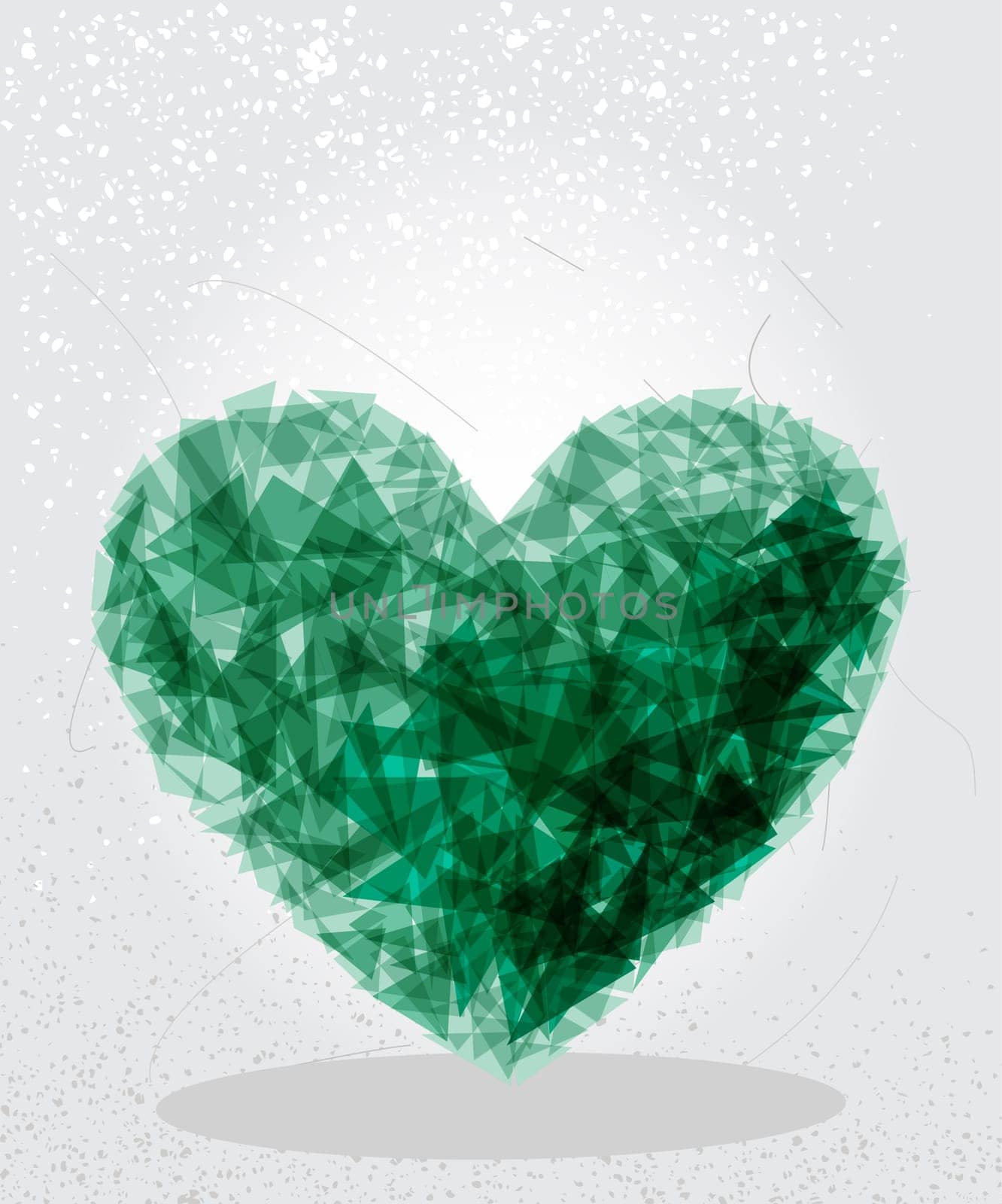 Modern green heart shape transparent elements grunge background. EPS10 vector with transparency organized in layers for easy editing.