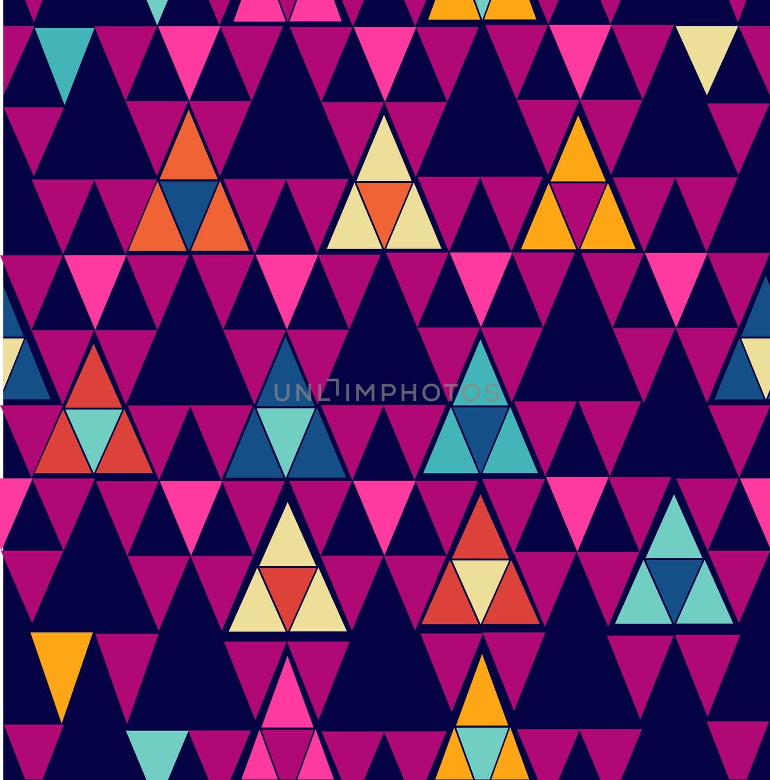 Unusual colorful retro hipsters triangle seamless pattern background. Vector file layered for easy editing.