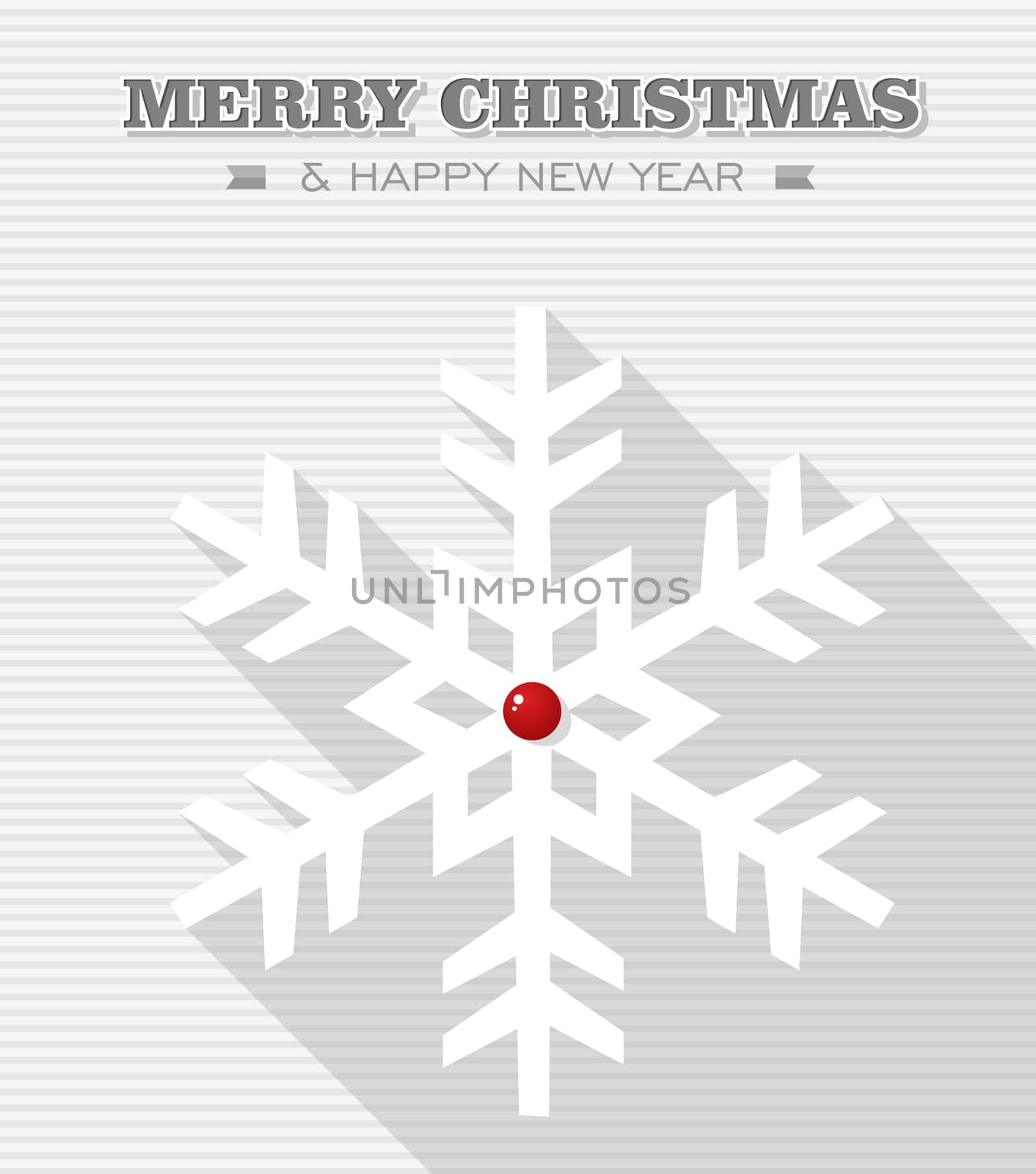 Merry Christmas and happy new year, Rudolph reindeer red dot nose snowflake. Vector file layered for easy editing.