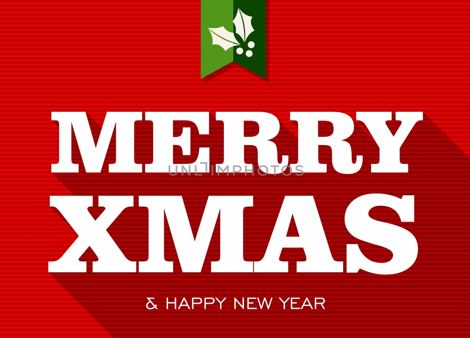 Merry Christmas and happy new year white text over red background. Vector file layered for easy editing.