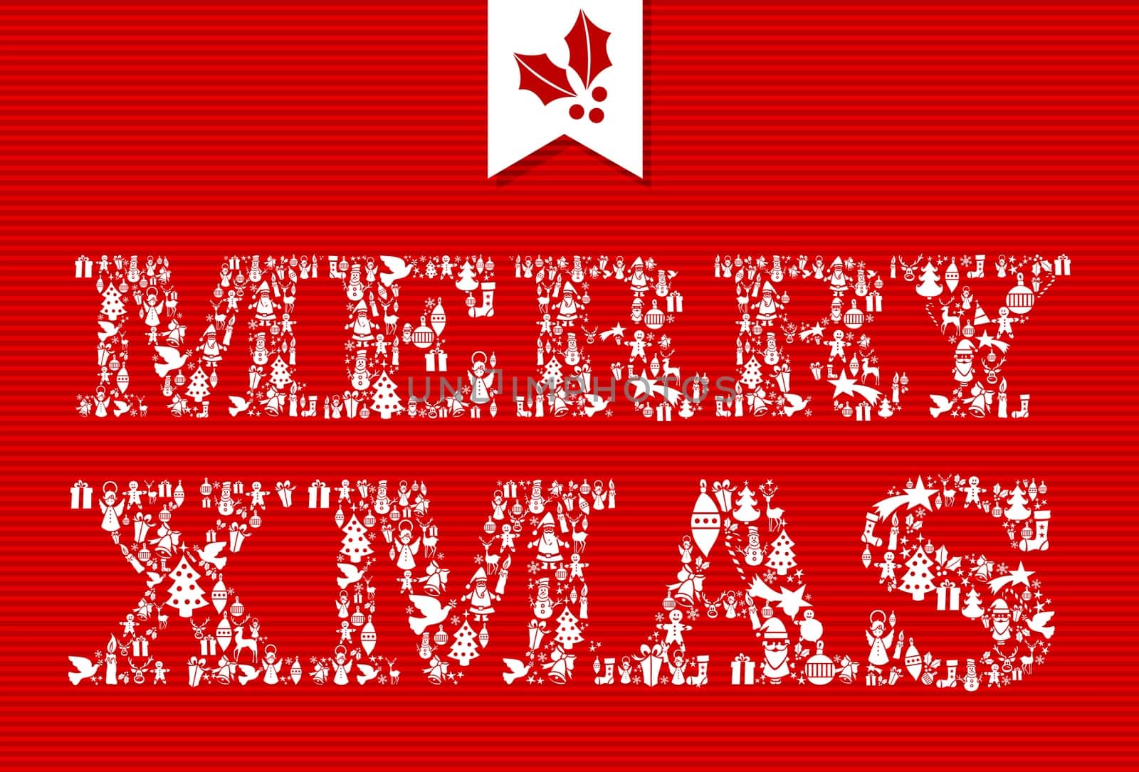 Merry Christmas icons text composition background. Vector layered for easy editing.