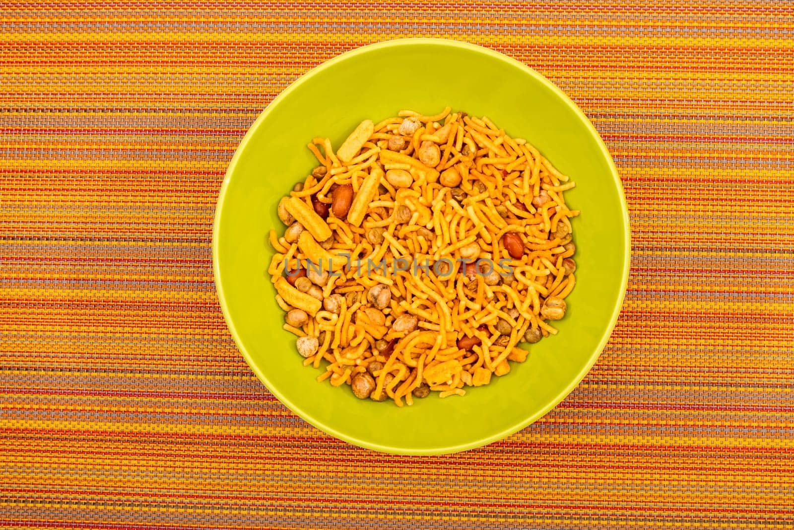 Snack Bombay Mix, a typical Indian snack.