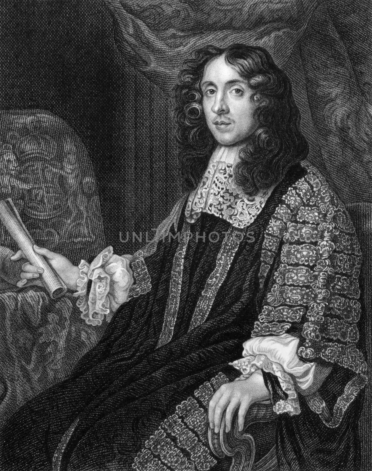 Heneage Finch, 1st Earl of Nottingham (1621-1682) on engraving from 1830. Engraved by S.Freeman and published in ''Portraits of Illustrious Personages of Great Britain'',UK,1830.