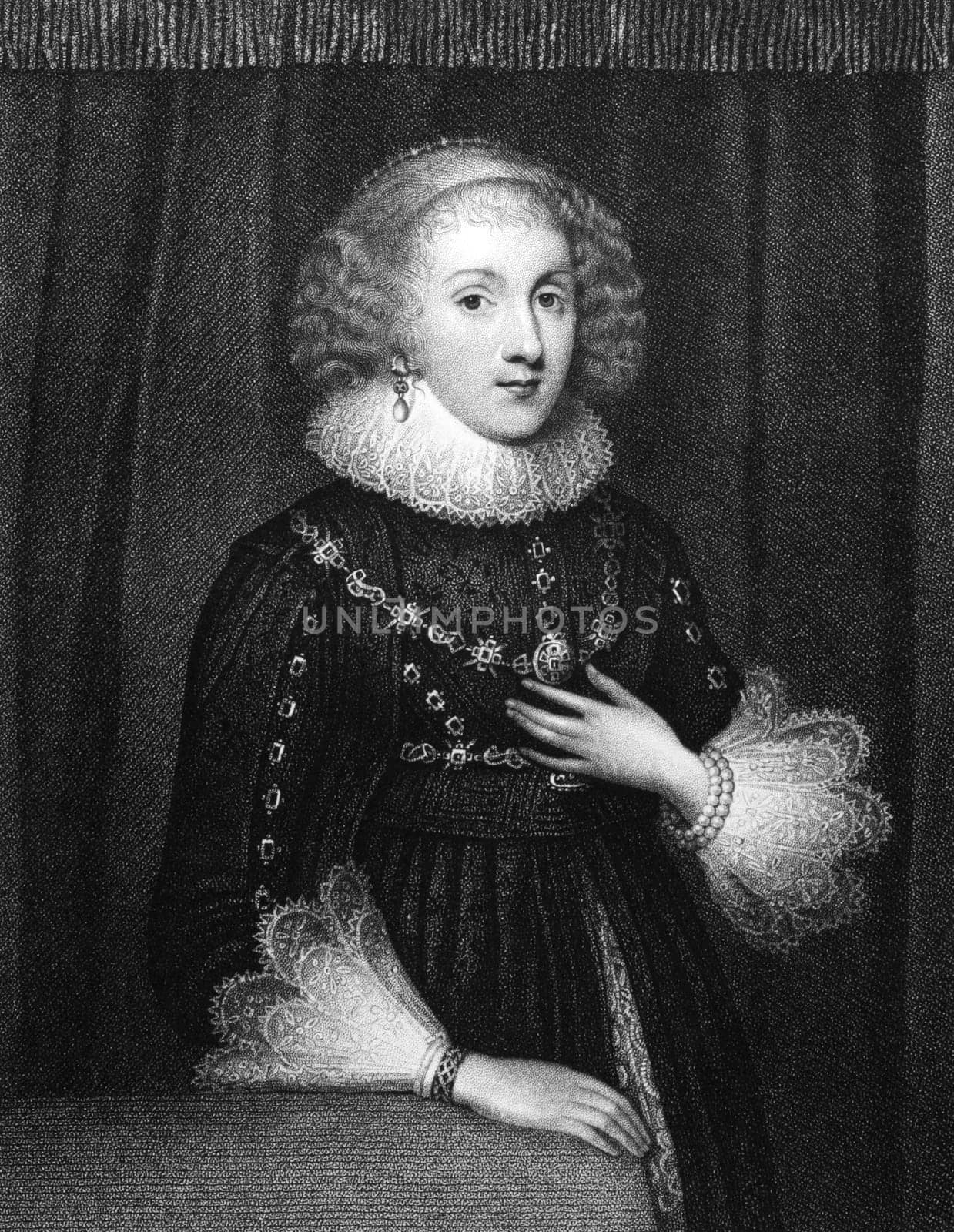 Mary Sidney (1561-1621) on engraving from 1830. English writer. Engraved by W.T.Fry and published in ''Portraits of Illustrious Personages of Great Britain'',UK,1830.