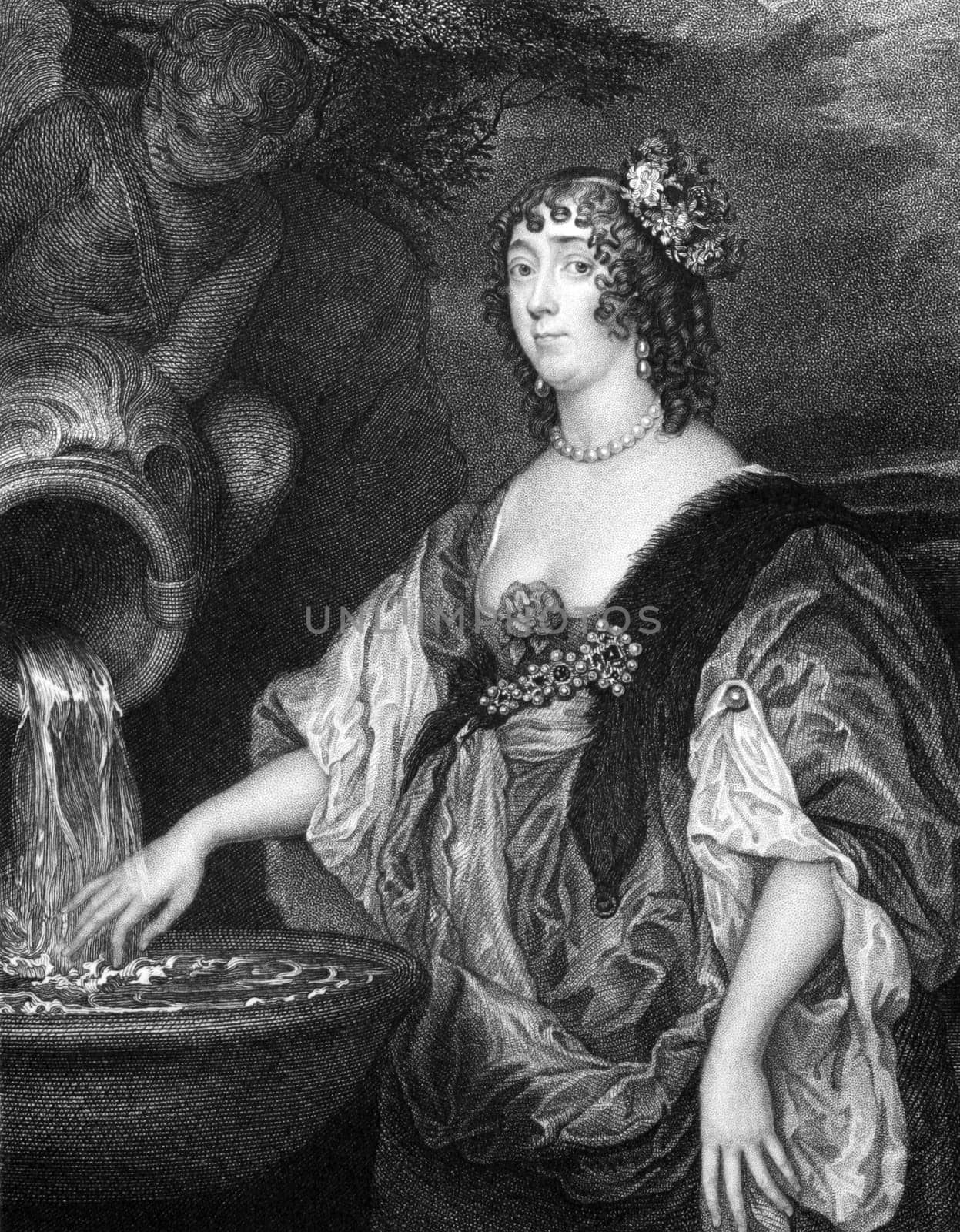 Lucy Hay, Countess of Carlisle (1599-1660) on engraving from 1827. English courtier. Engraved by T.A.Dean and published in ''Portraits of Illustrious Personages of Great Britain'',UK,1827.