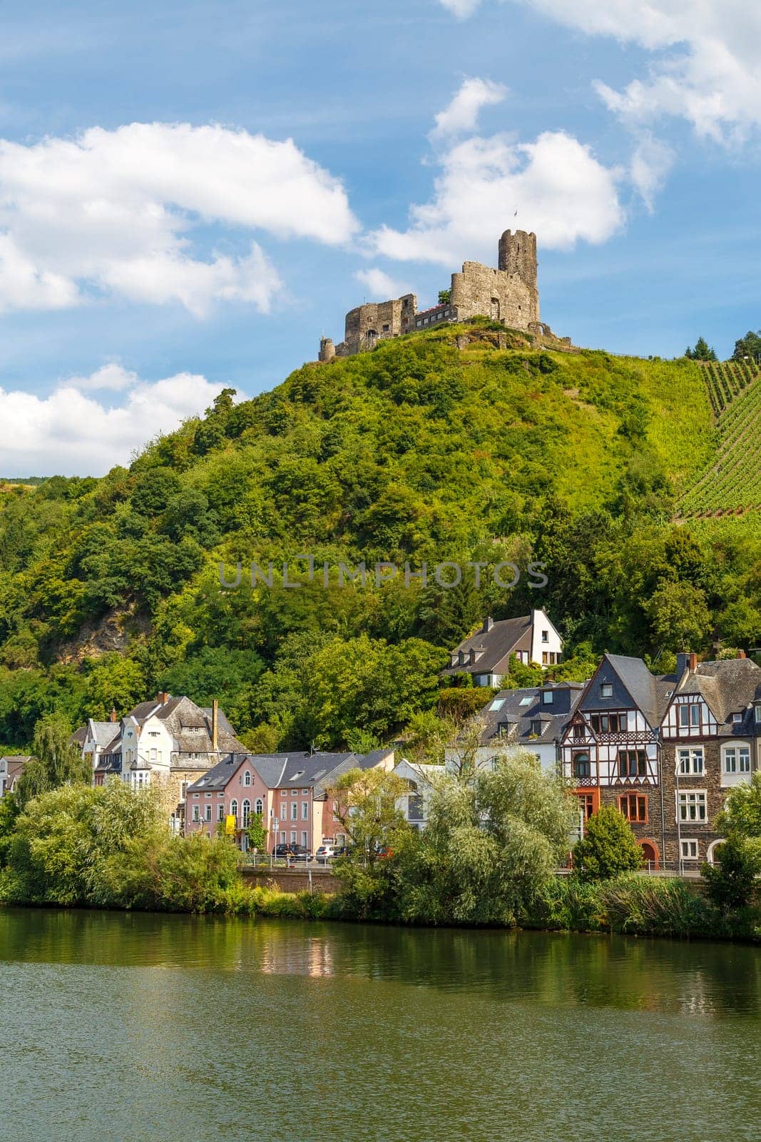 german castle ruin located high above the mosel river near bernkastel-kues germany.