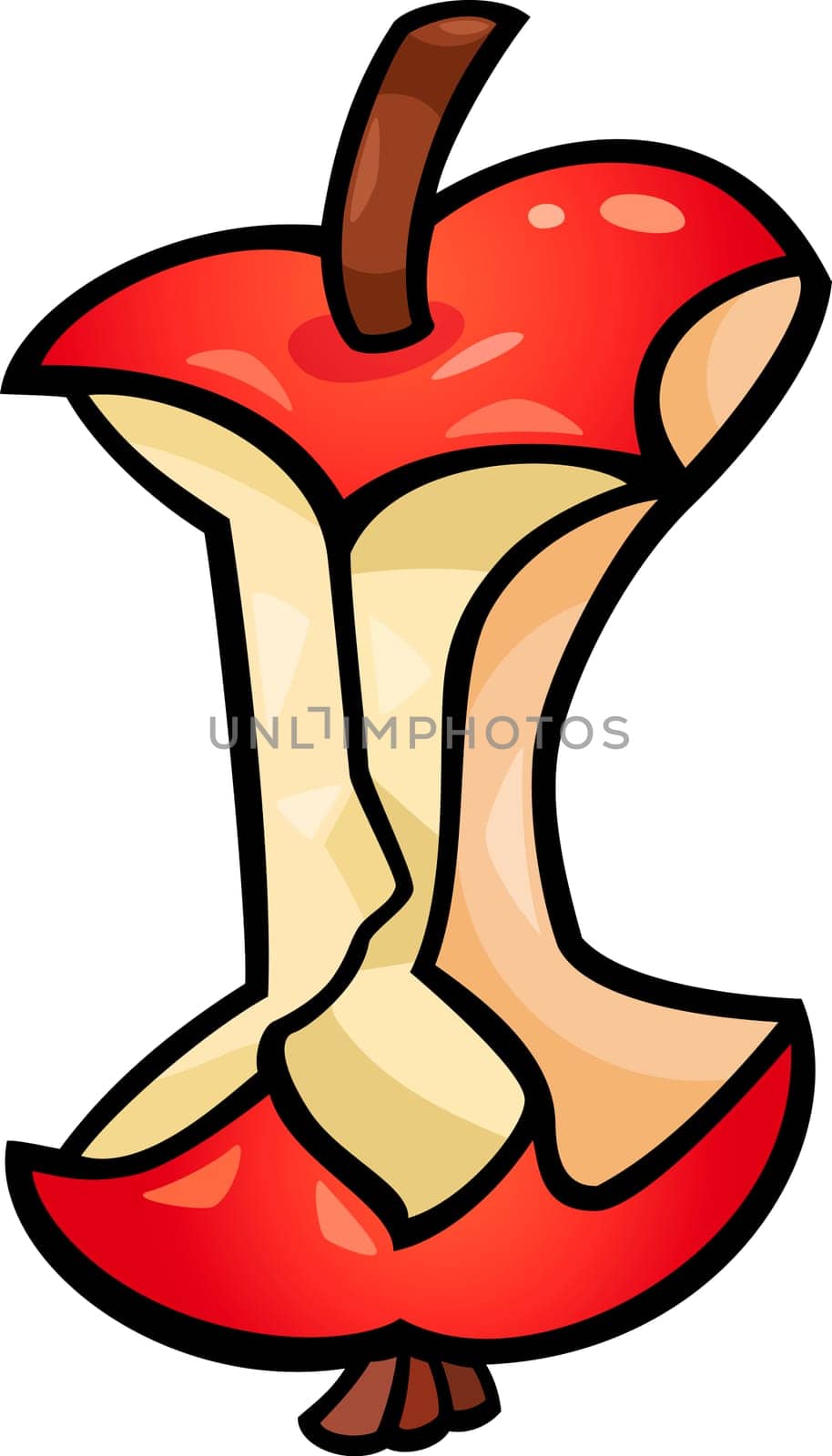 Cartoon Illustration of Apple Core Clip Art