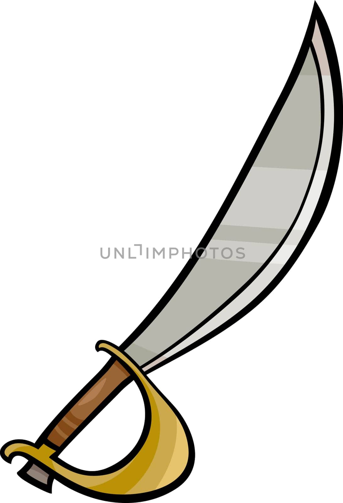Cartoon Illustration of Sword or Sabre Clip Art