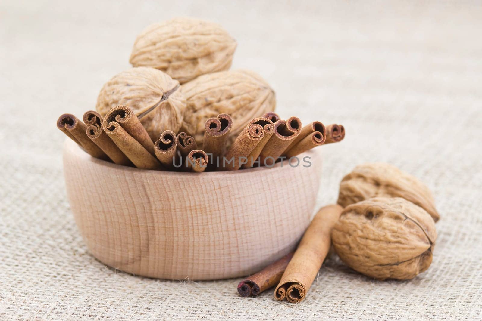 cinnamon sticks and walnuts