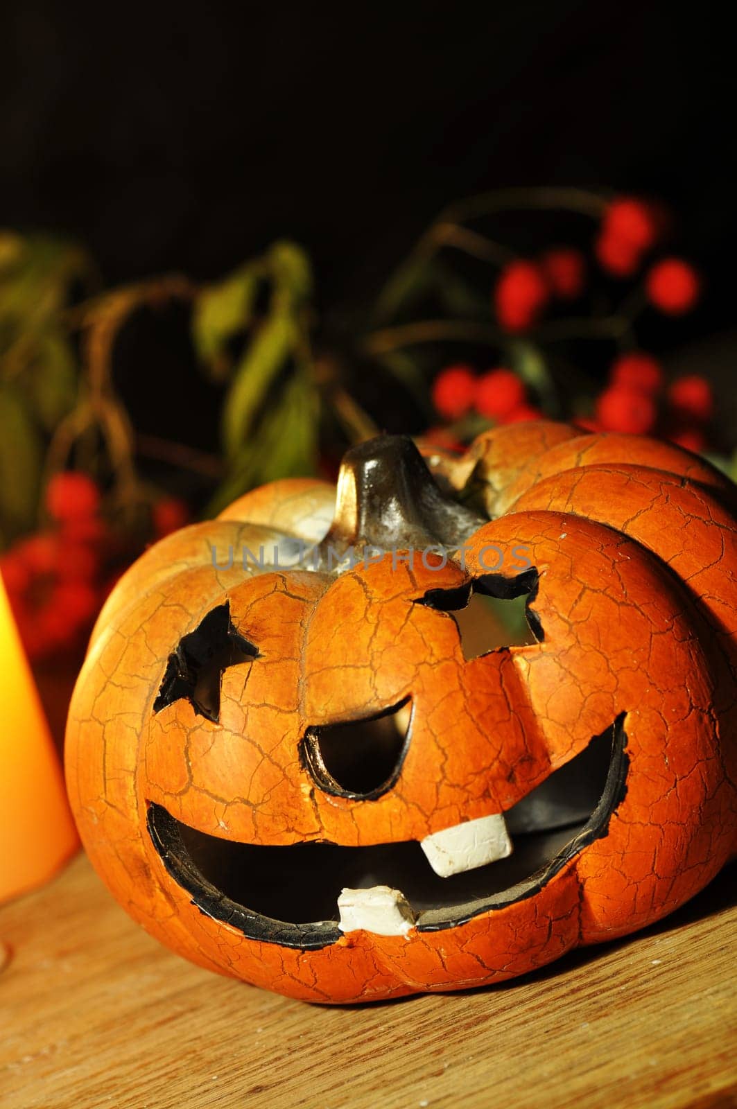 Halloween pumpkin (lampion) and candles