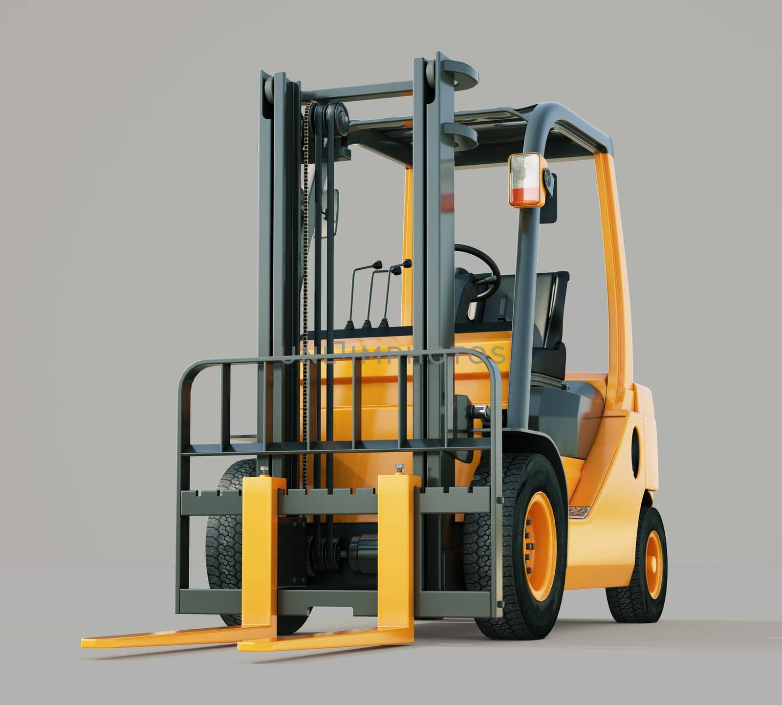 Modern forklift truck on gray background