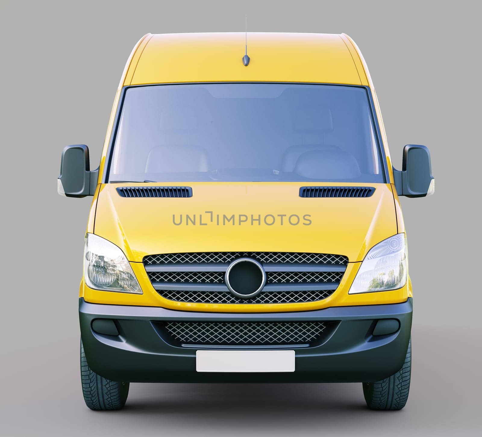 Modern commercial van on a gray background