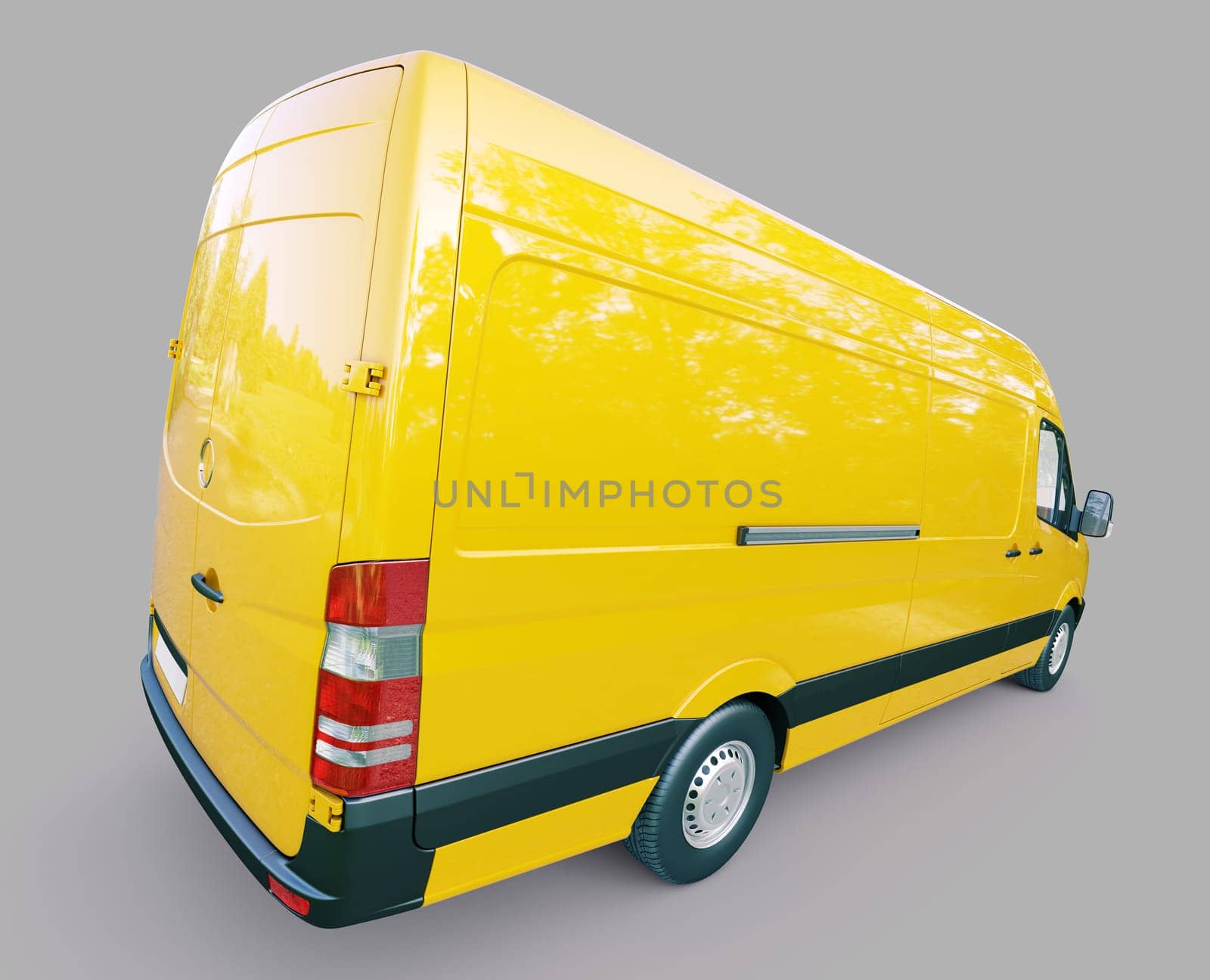 Modern commercial van on a gray background