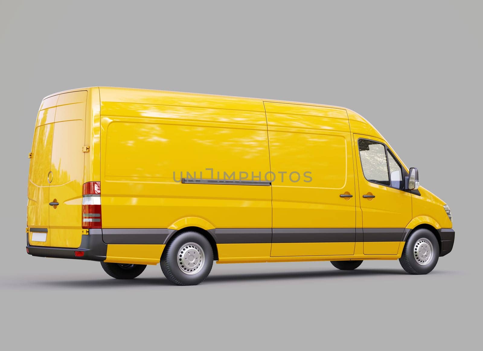 Modern commercial van on a gray background