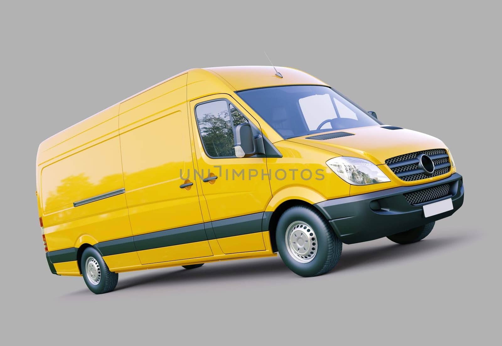Modern commercial van on a gray background