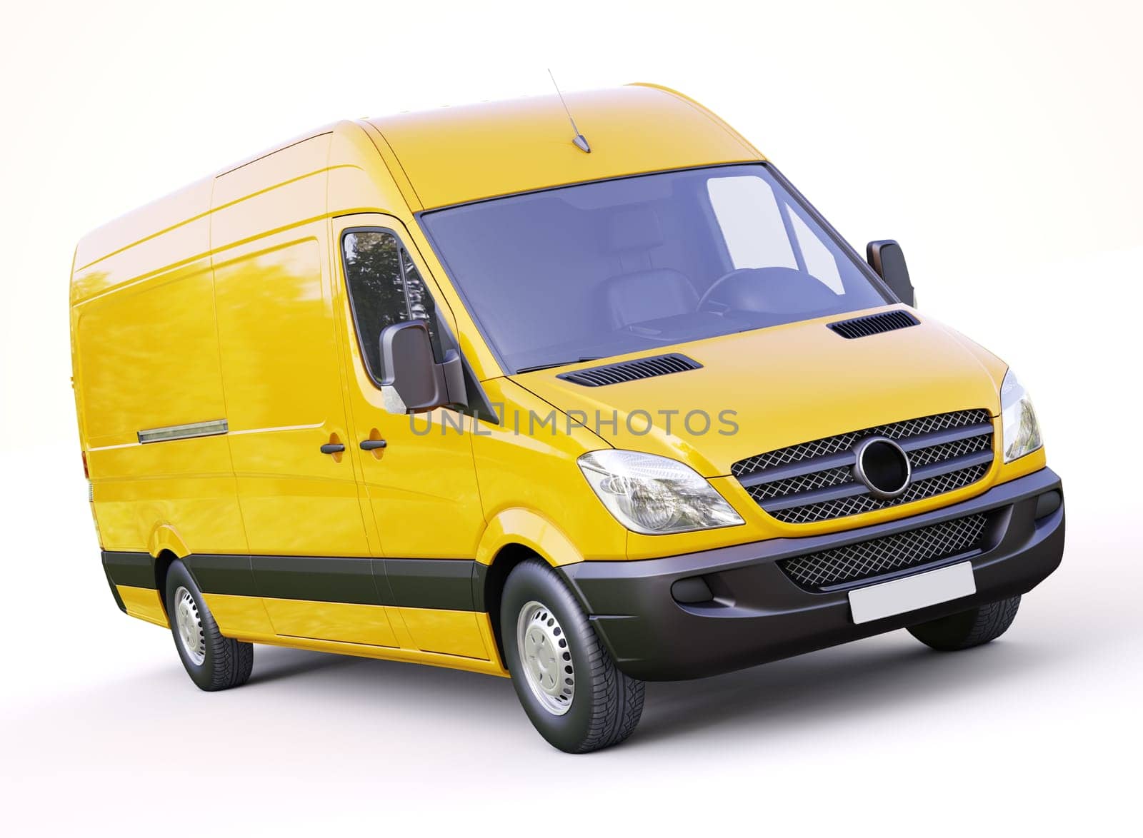 Modern commercial van on a light background