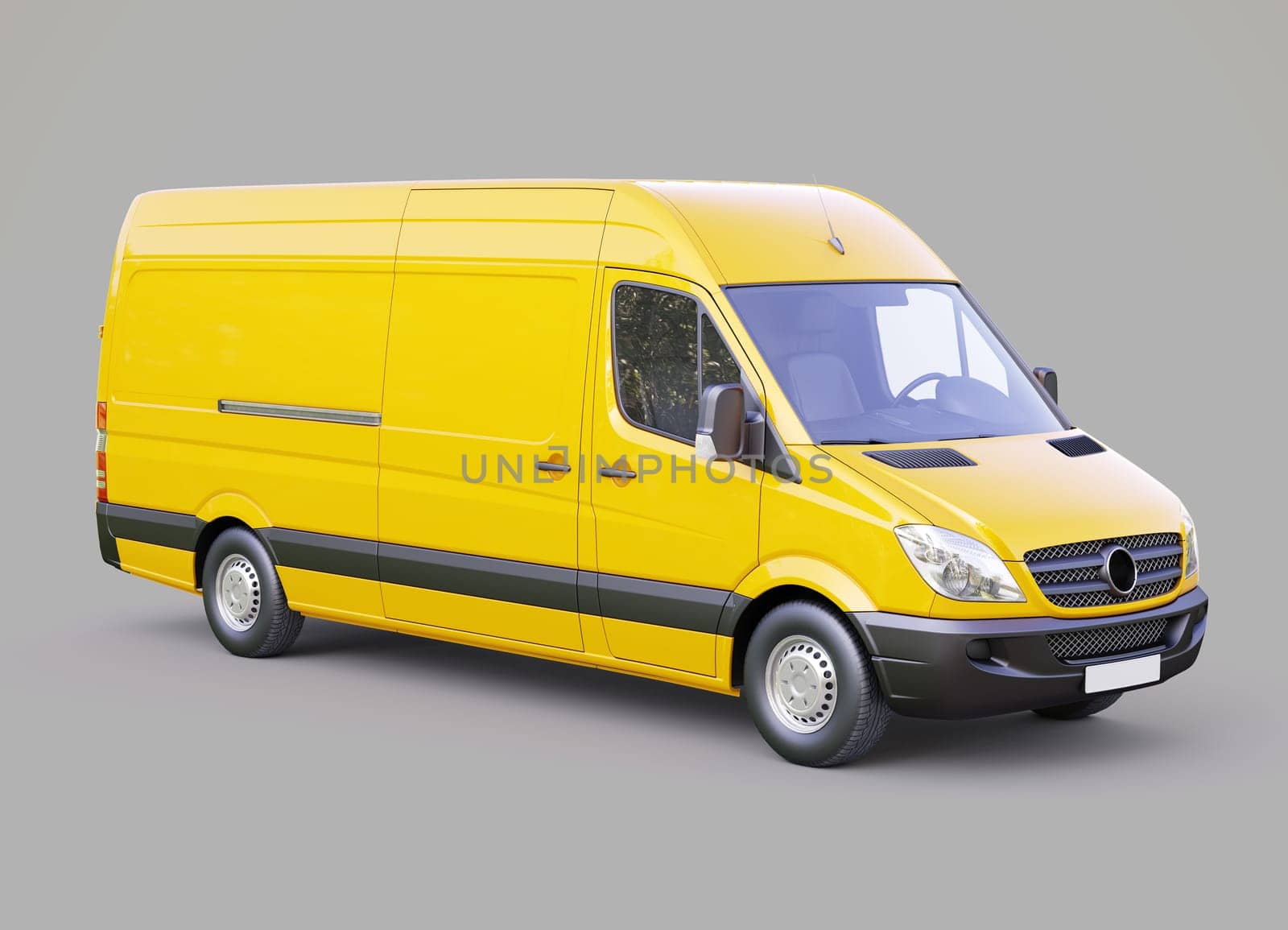 Modern commercial van on a gray background